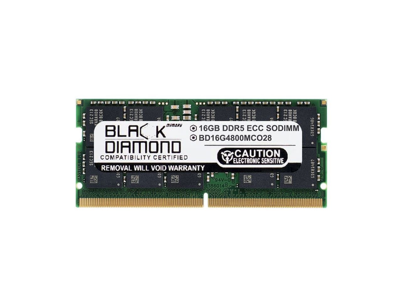 Black Diamond - 16gb ddr5 4800 ecc sodimm memory bd16g4800mco28