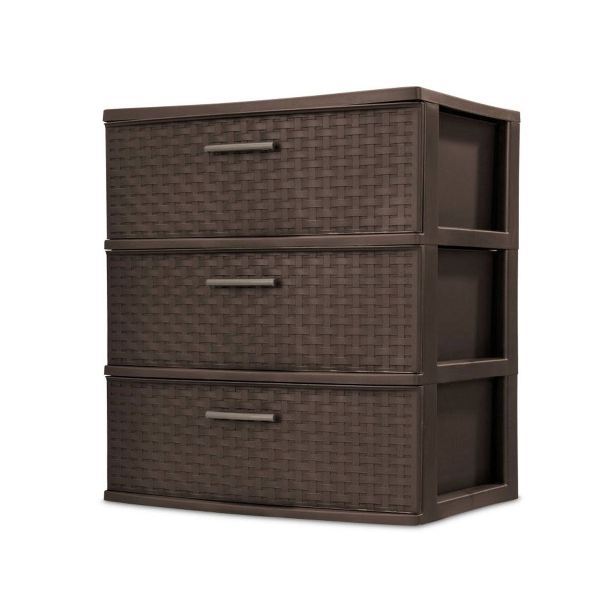 Front. Sterilite - Sterilite 3 Drawer Wide Weave Storage Tower Plastic Organizer Drawers (2 Pack).