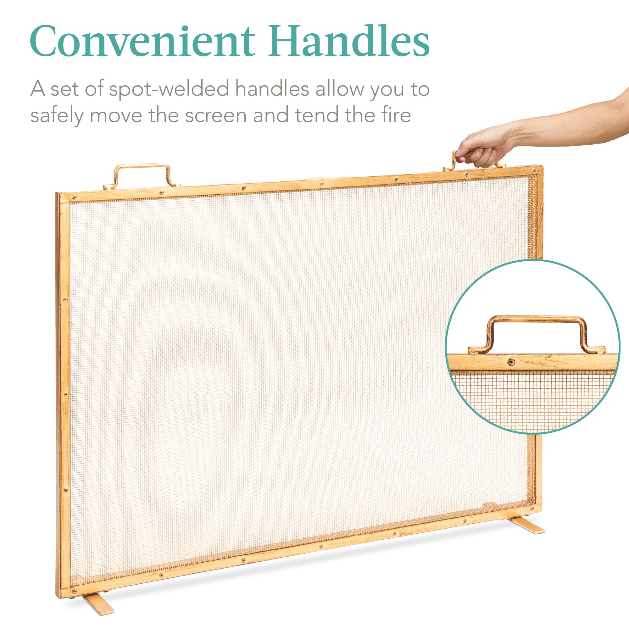 Convenient Handles

A set of spot-welded handles allow you to safely move the screen and tend the fire.
