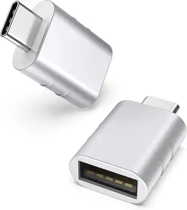 Front. Syntech - USB C to USB Adapter Pack of 2 USB C Male to USB 3.0 Female Adapter Compatible with Type C Devices, Silver - Silver.
