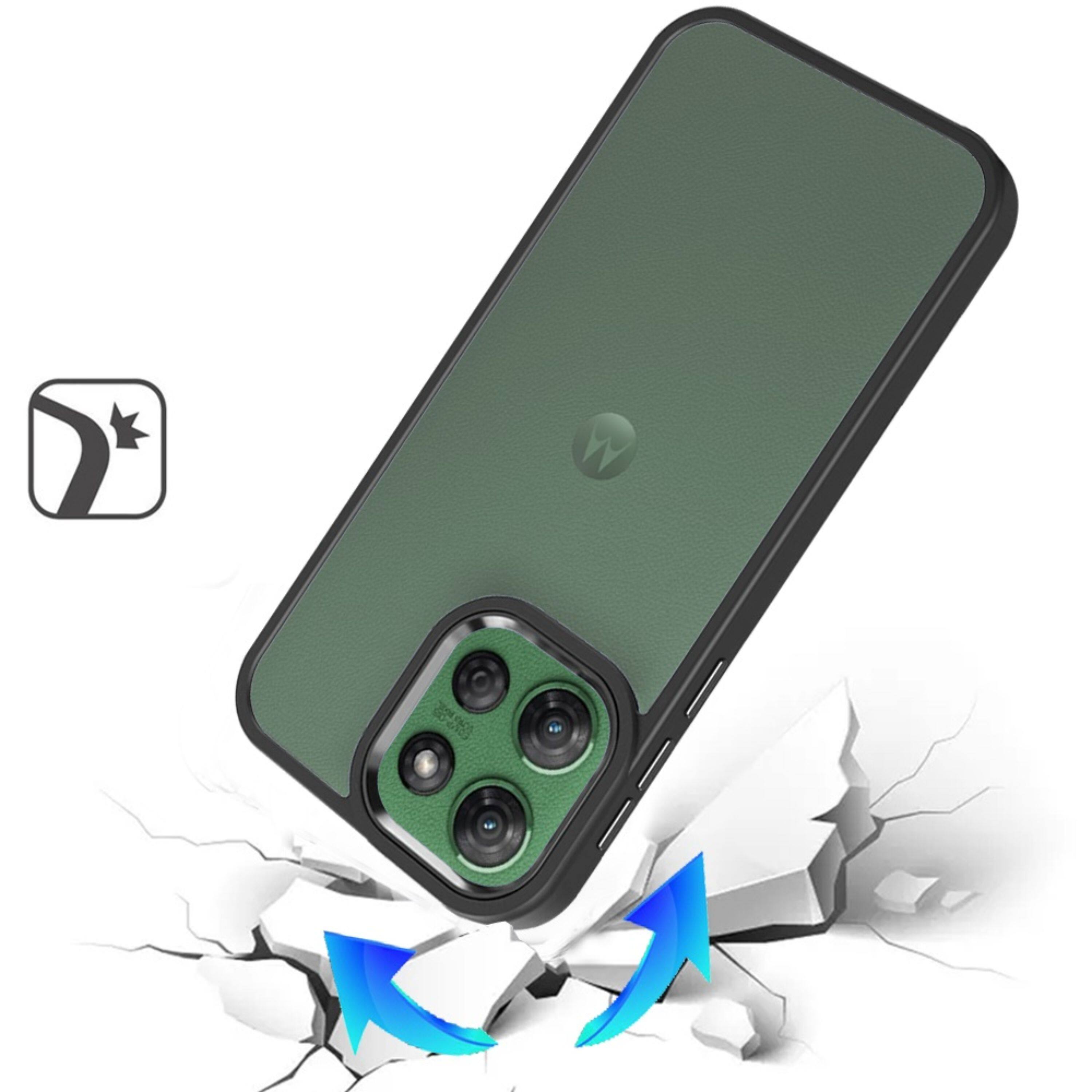 Angle. Kitcheniva - Metallic Button Raised Camera Case With Tempered Glass For Moto G Power 2025/2026 Black - Black.