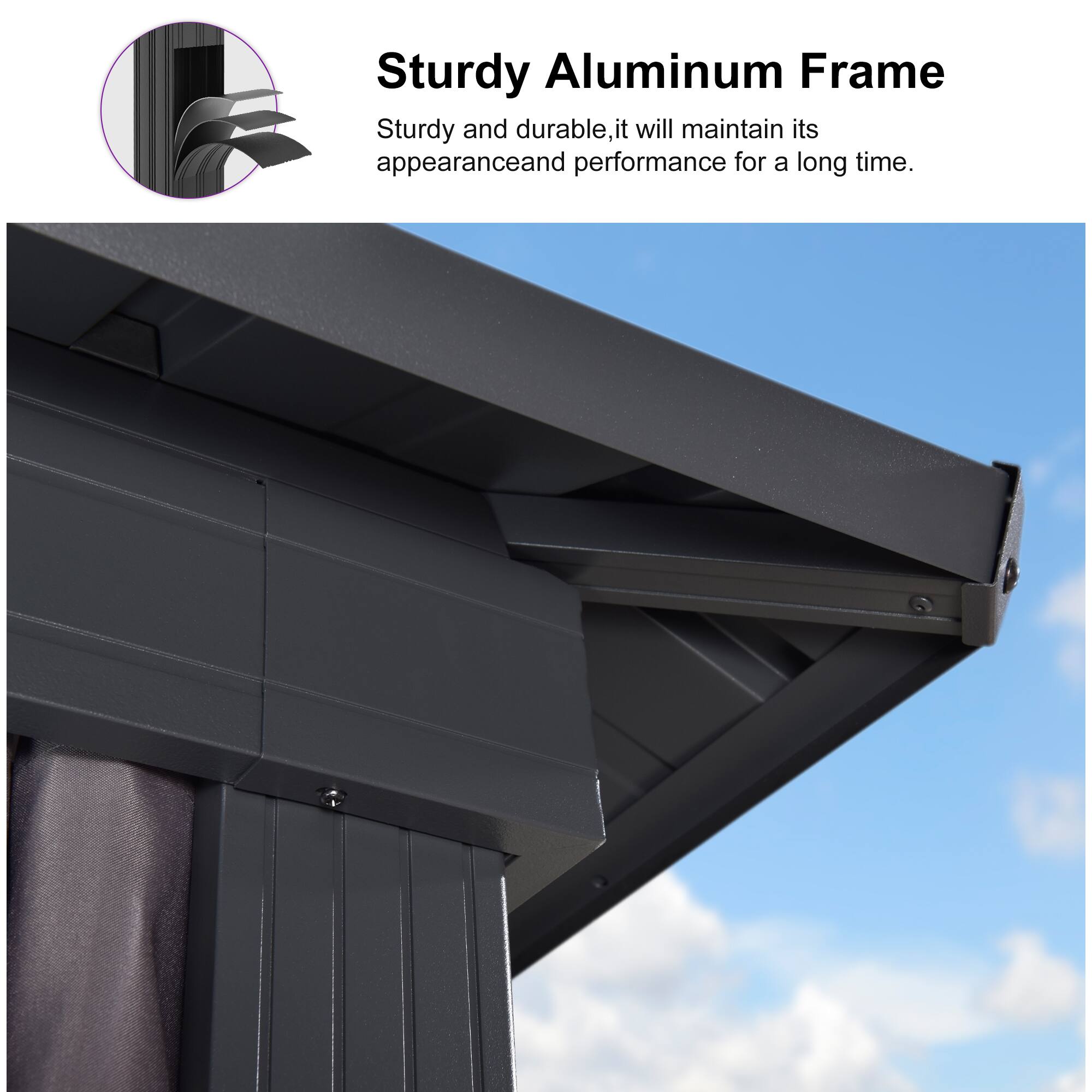 Sturdy Aluminum Frame

Sturdy and durable, it will maintain its appearance and performance for a long time.