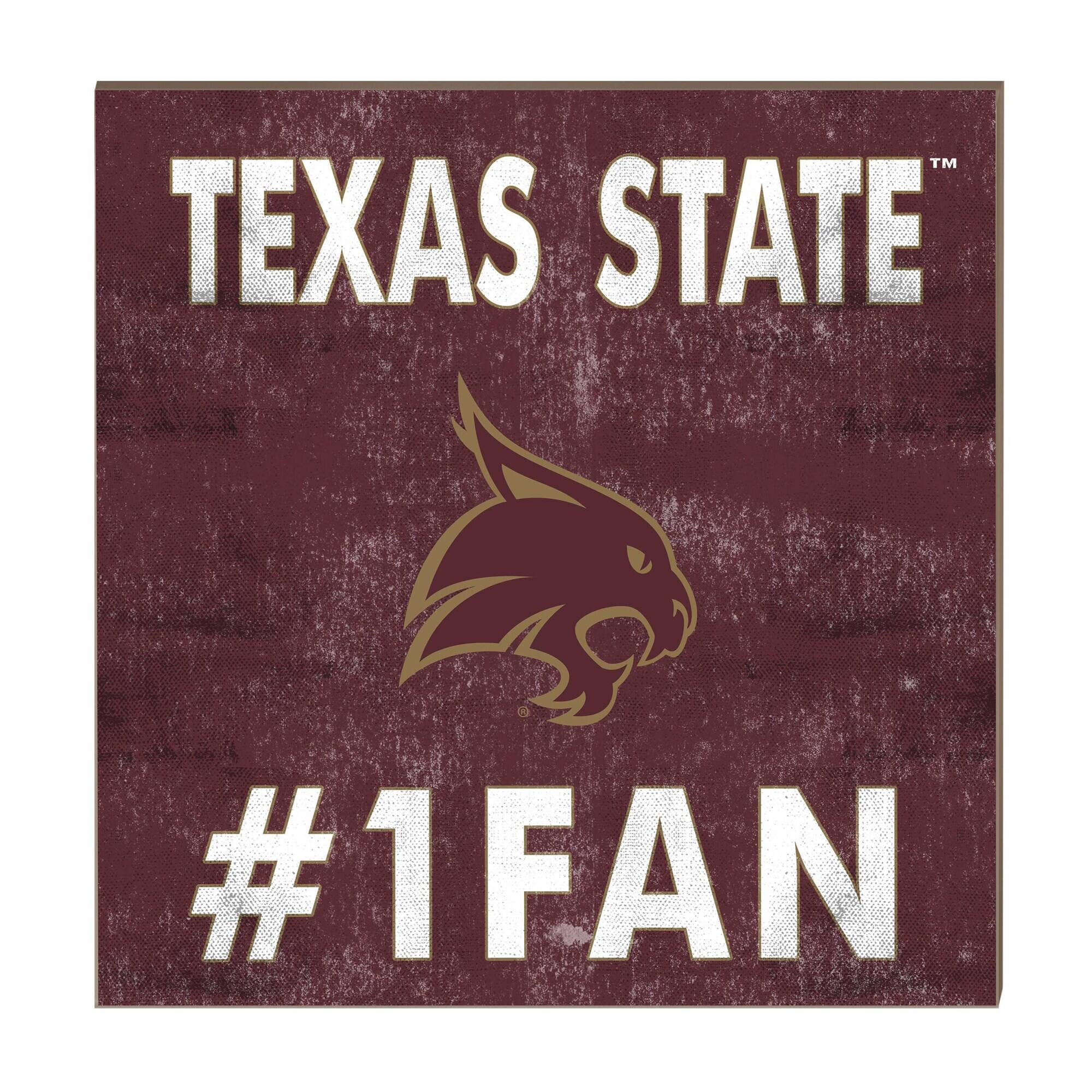 Texas State Bobcats 10" x 10" #1 Fan Plaque