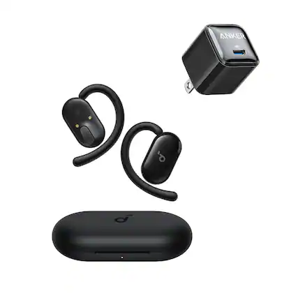 Front. Soundcore - V20i by Anker Open-Ear Headphones with USB C Charger Block 20W Adjustable Ear Hooks, Ultra-Comfort.