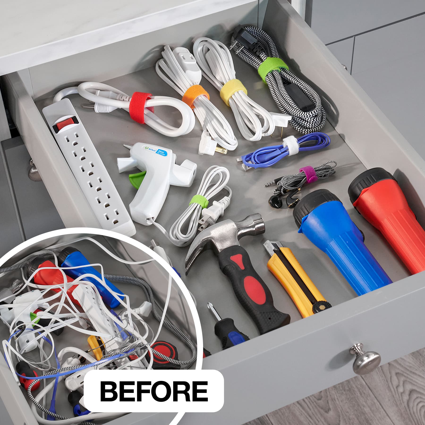 Alt View 16. Wrap-It Storage - Self-Gripping Cable Ties (20-Pack) - Multi-Color.