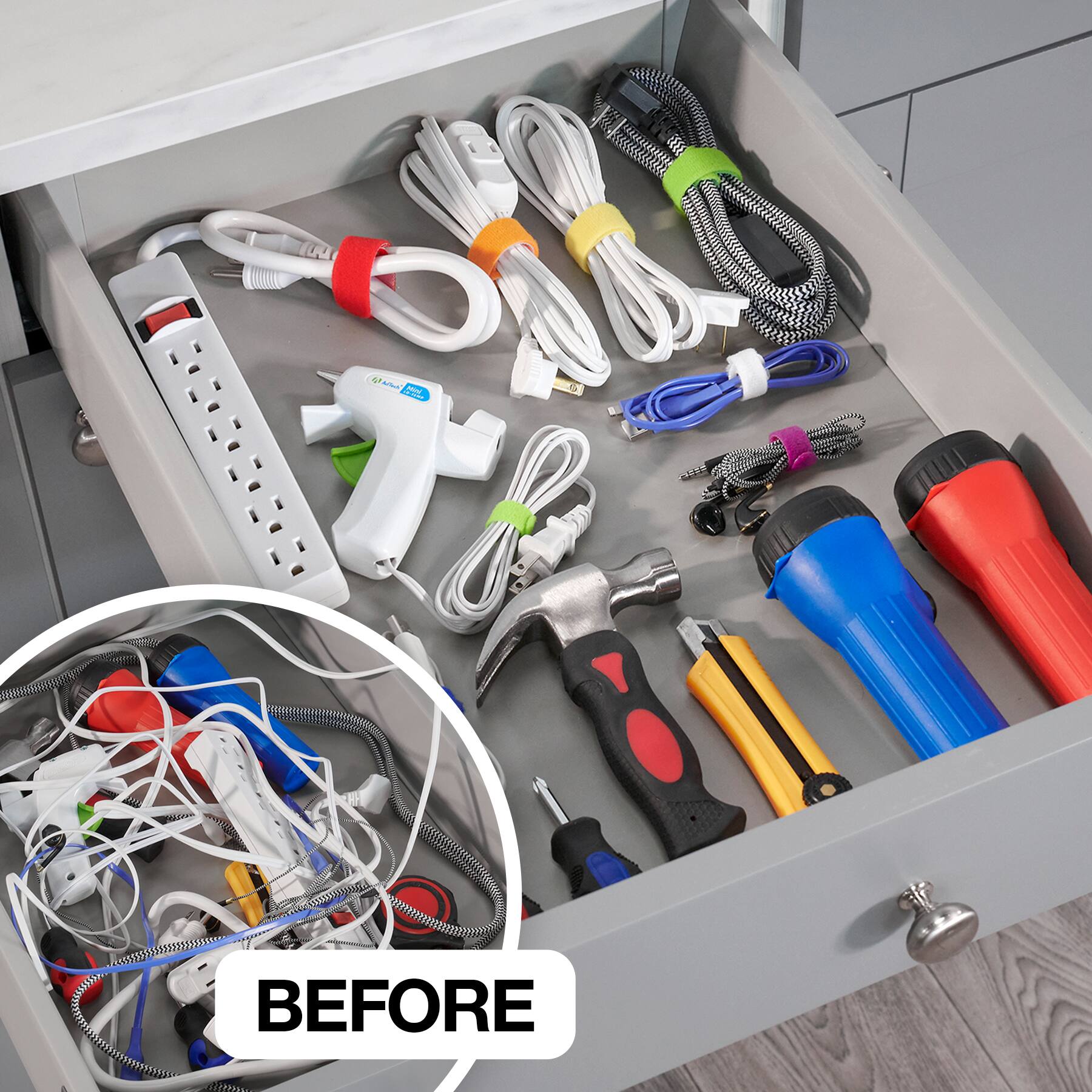 Alt View 16. Wrap-It Storage - Self-Gripping Cable Ties (20-Pack) - Multi-Color.