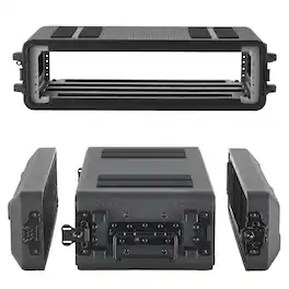 VEVOR - 2U Rack Case, 12 in Depth, Rackmount Flight Case Shallow Rack with Microphone Compartment, Polyethylene Construction - Black