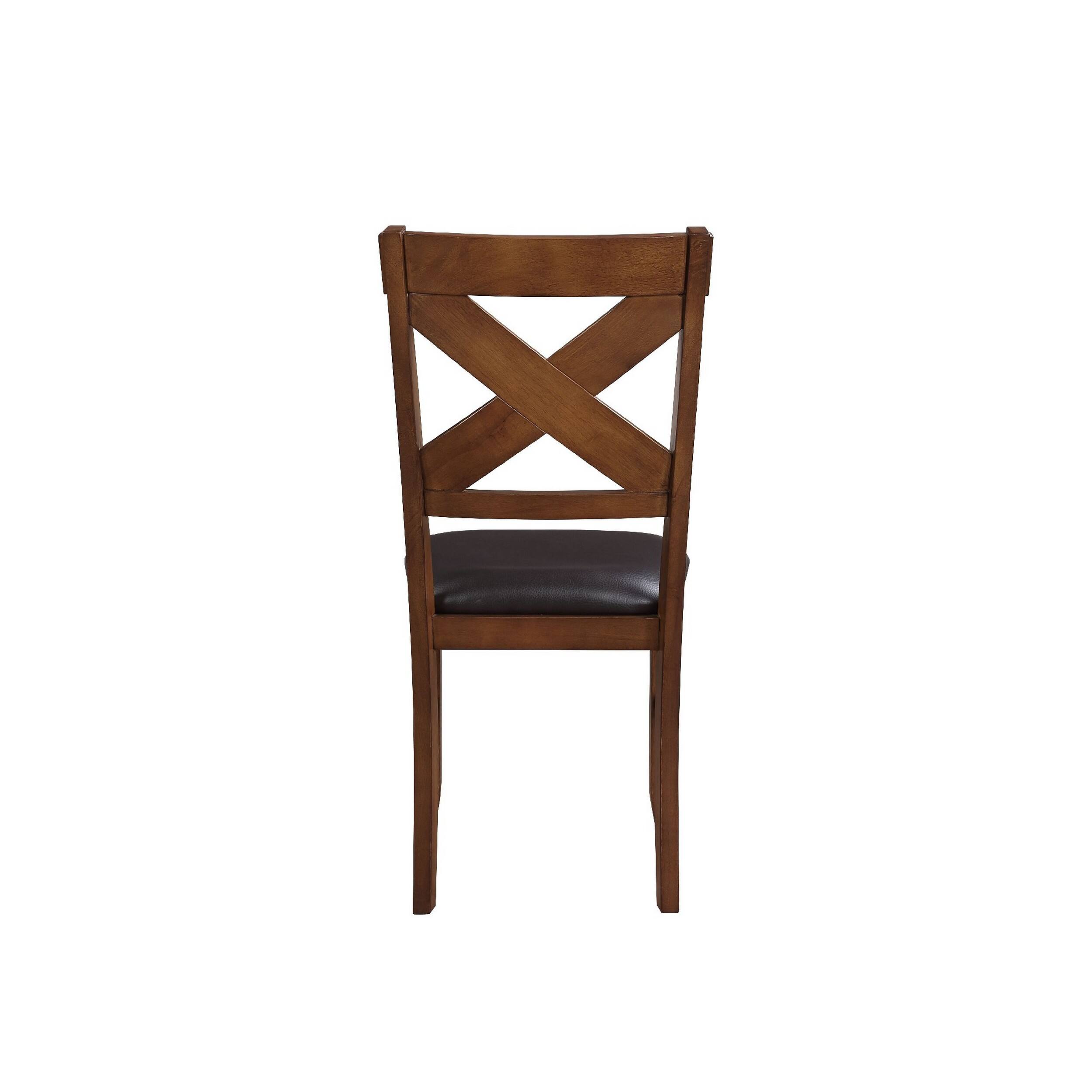 Alt View 3. Manhattan Lane - Dining Chair, Vegan Faux Leather, X Backrest, Set of 2 - Brown.