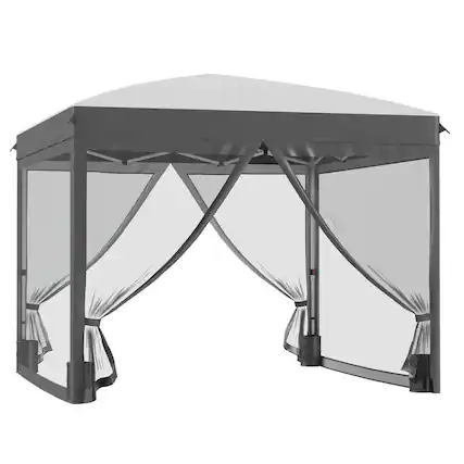 Front. Spaco - Spaco 10x10 Pop Up Canopy Tent with Netting, Adjustable Height, Easy Setup - Grey.