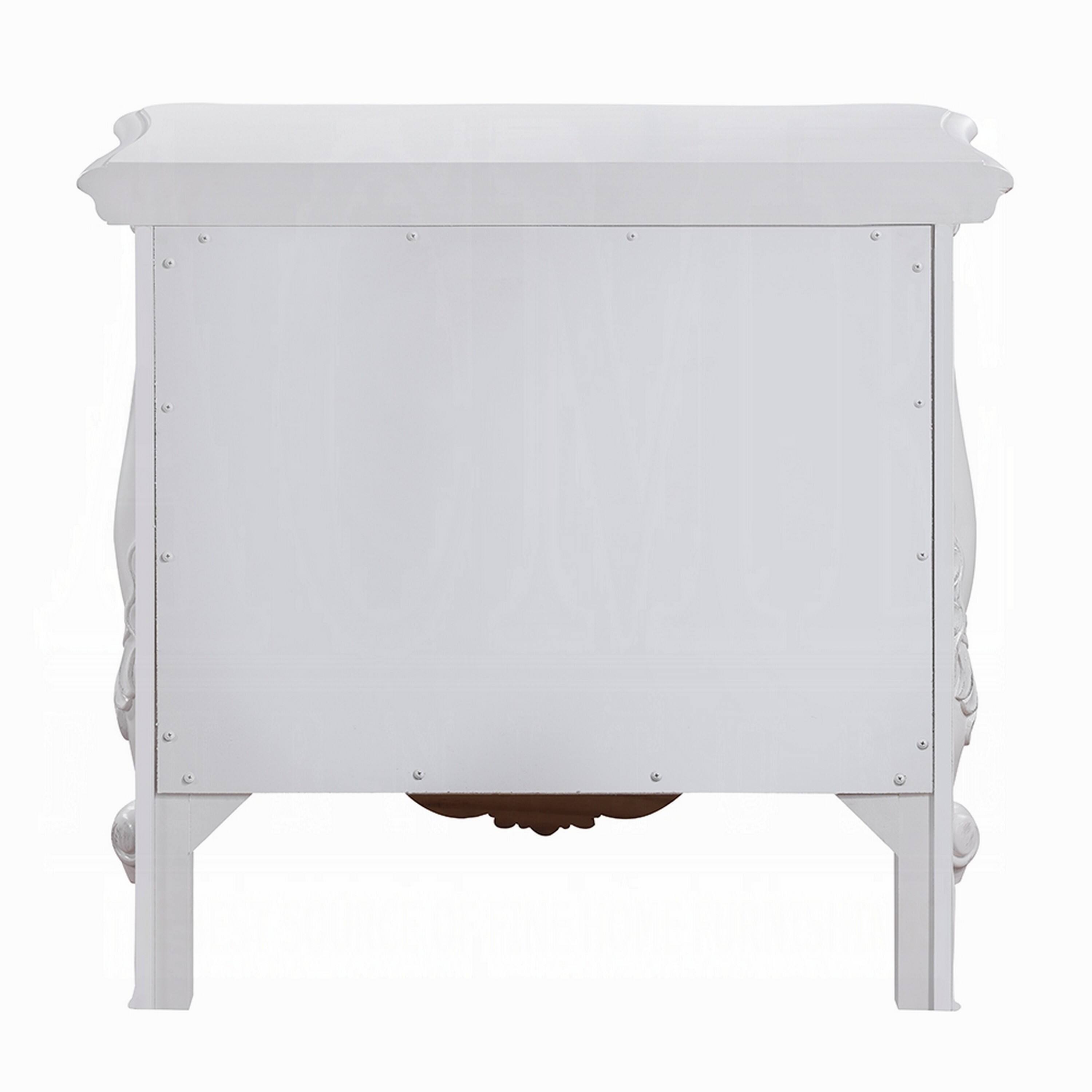 Alt View 3. Manhattan Lane - Maver Nightstand with 2 Drawers Scrolled Details - White.