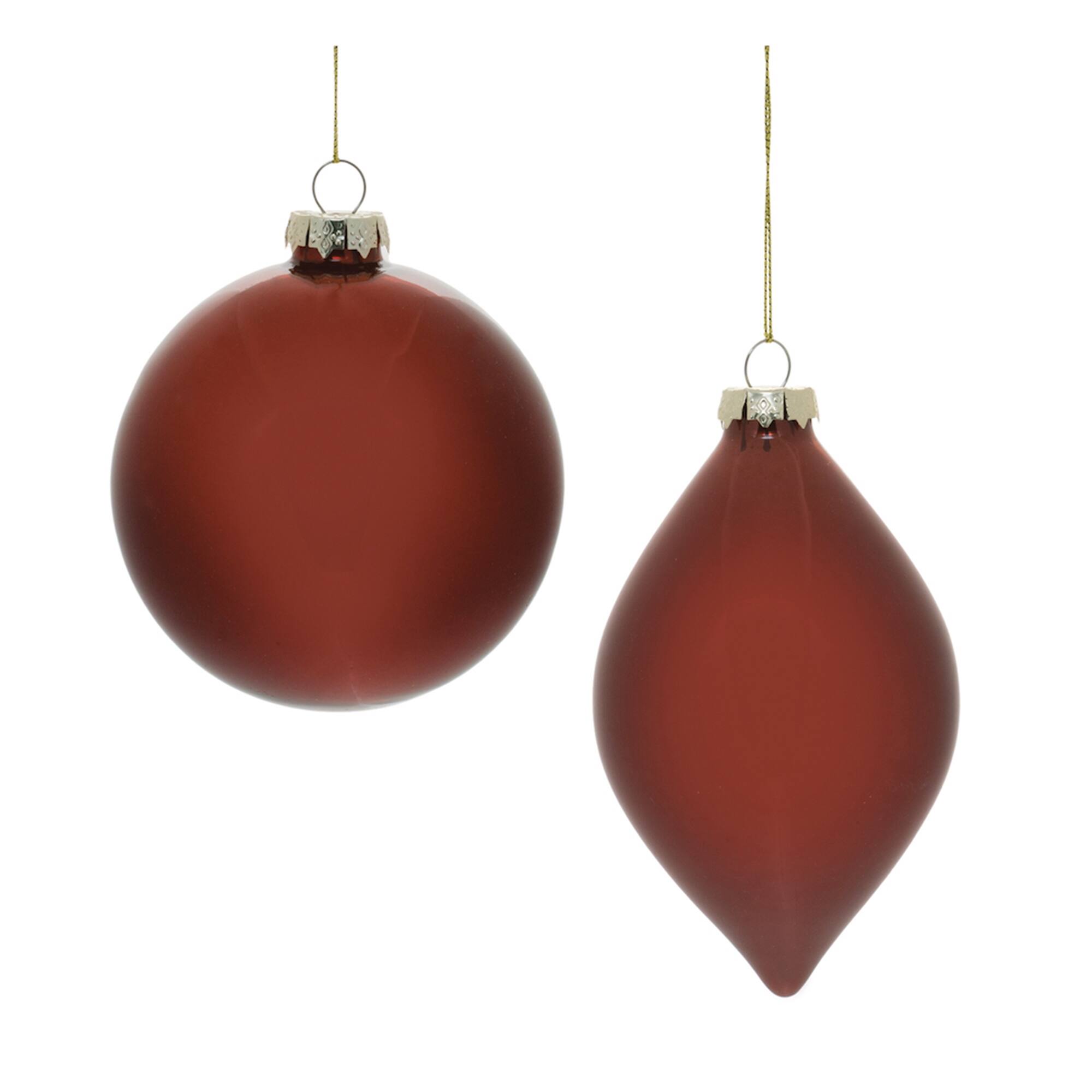 Front. BreeBe - Red Glass Ball Ornament (Set of 6) - Red.