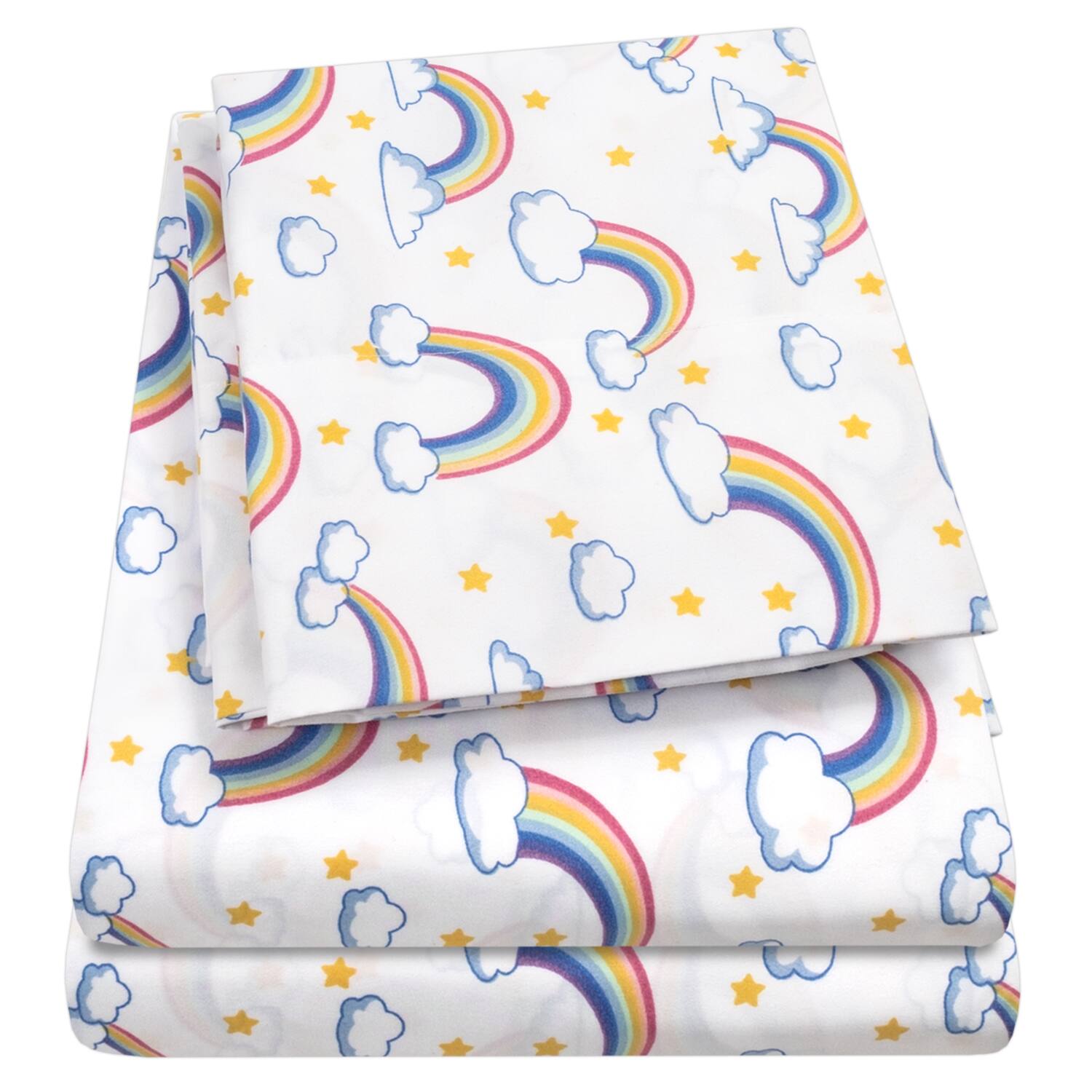 Alt View 1. Sweet Home Collection - Kids' Printed Classic & Bright Ultra Soft Microfiber Sheet Sets - Twin XL - Rainbows.
