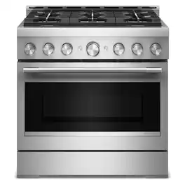 KitchenAid - 36 in. Wide 6 burners 5.1 cu. ft. Commercial Gas Range with No Preheat Air Fry Mode and 6 Burner - Stainless Steel