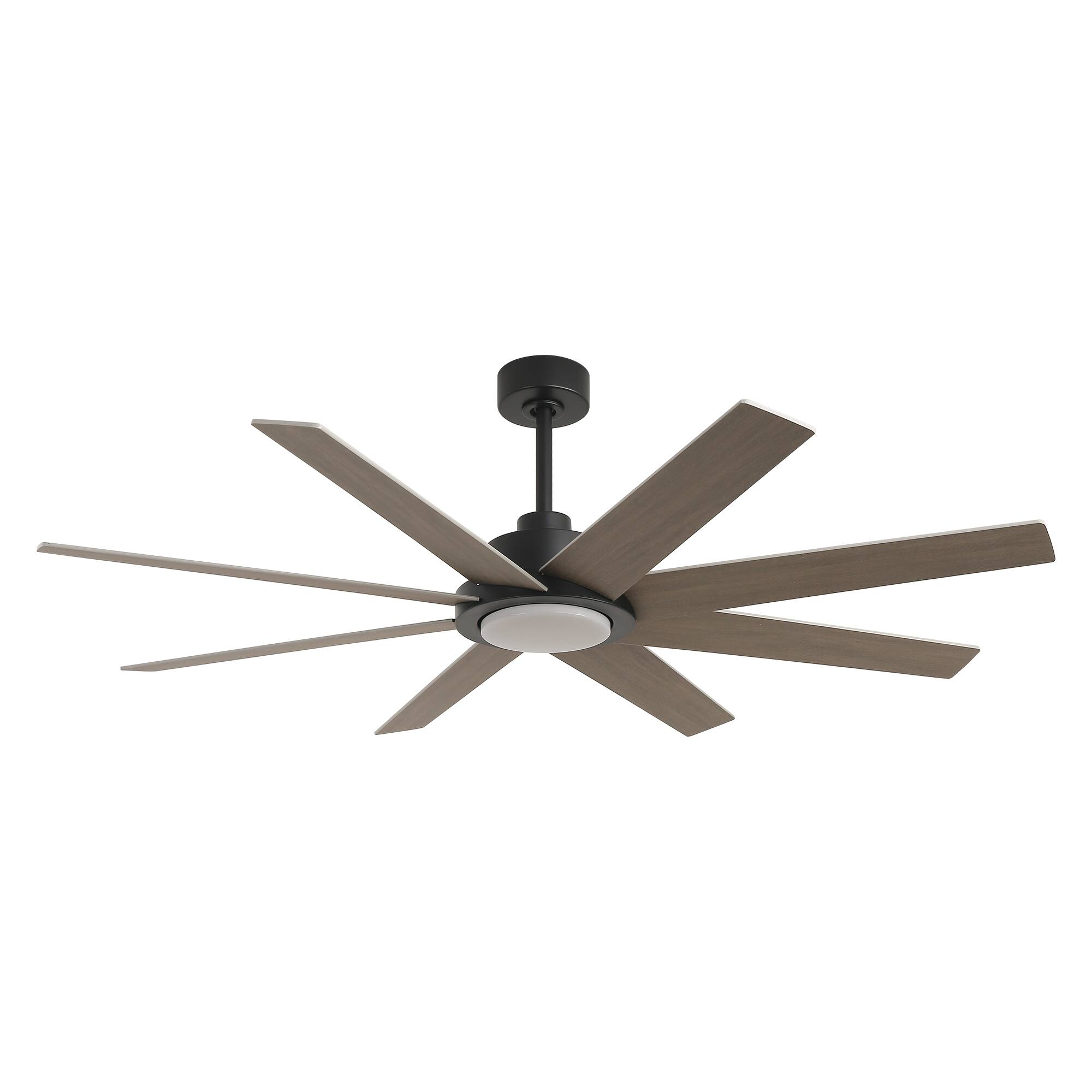Alt View 8. Parrot Uncle - 60" Farmhouse Large Windmill Dimmable Ceiling Fan with Light and Remote - Matte Black.