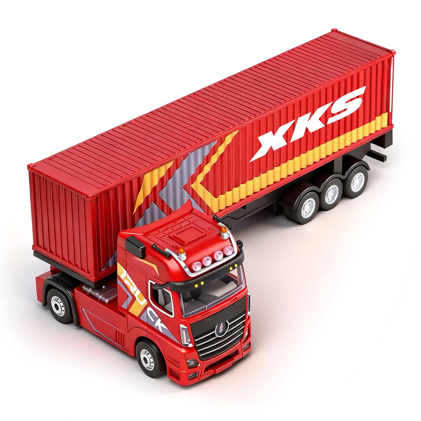 Alt View 7. Topteng - 1/64 Container RC Truck–2.4G,4WD,Proportional Steering,Detachable Trailer,Lights&Sounds,22 Min, Fit for Kids & Hobbyists - Red.