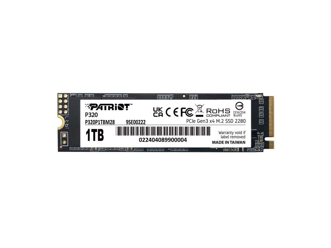 Patriot - P320 M.2 2280 1TB PCI-Express 3.0 x4 Internal Solid State Drive (SSD) P320P1TBM28