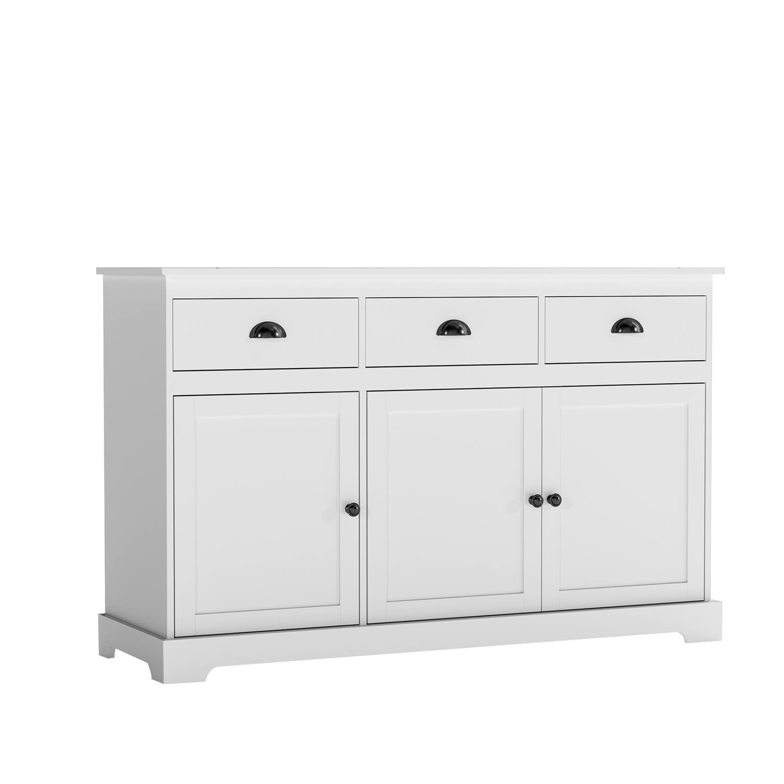 Alt View 9. Gymax - Gymax Modern Buffet Sideboard 53.5'' Storage Cabinet w/ 3 Drawers 3 Doors White - White.
