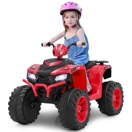 Costway - 24V Kids Ride-On Electric ATV 4-Wheeler Quad Car with Wireless Connection - Red