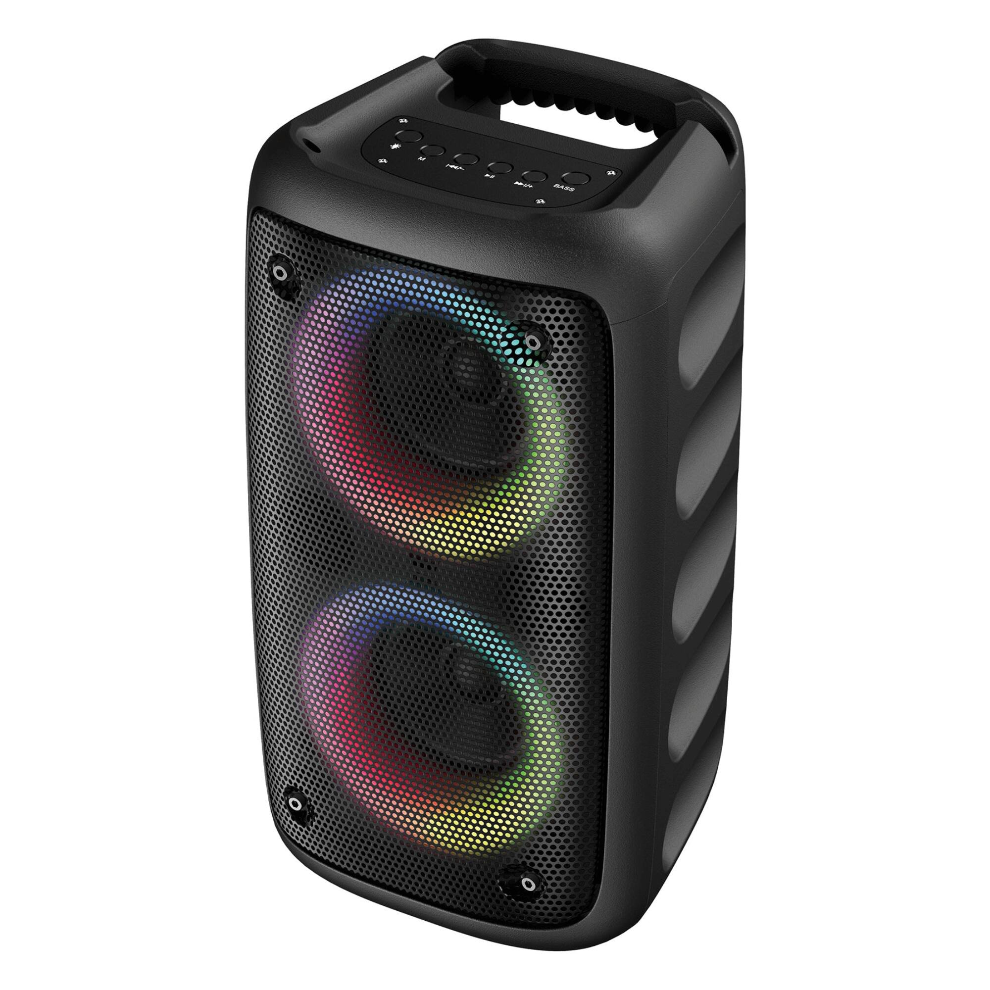 Angle. iQ Sound - 2 x 3" High Efficiency Speaker with LED Lights & Multi-Connectivity - Black.