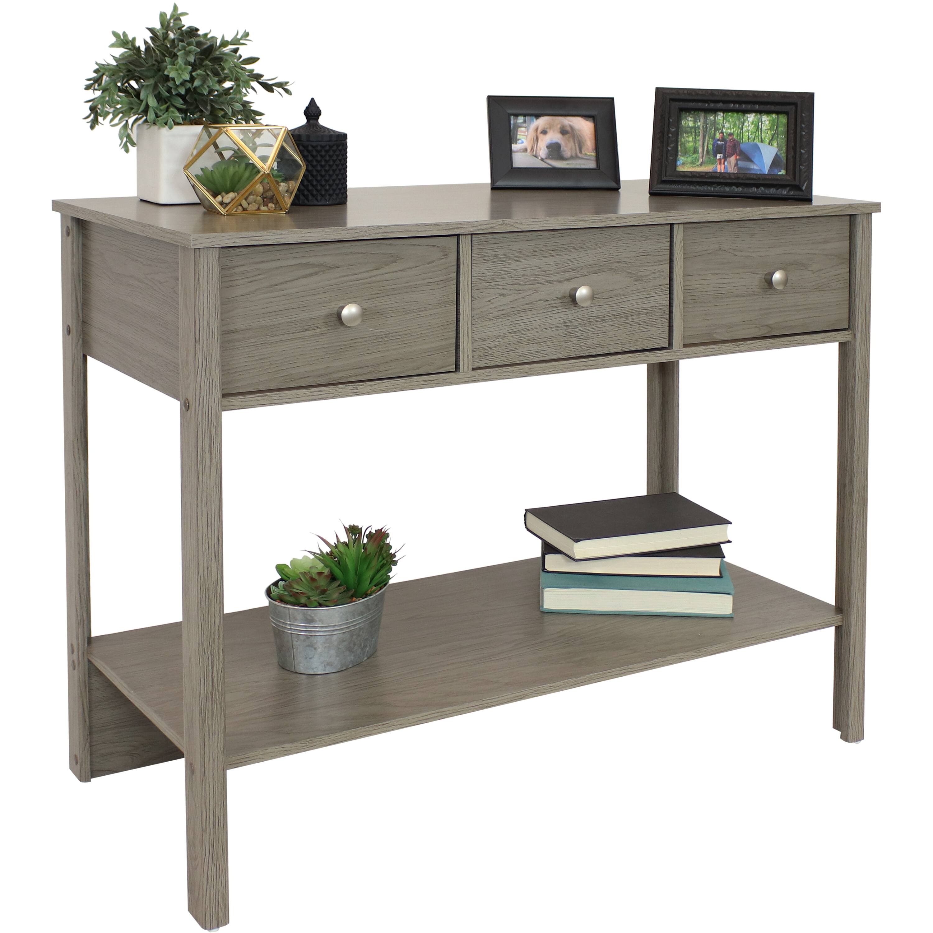 Alt View 5. Sunnydaze - Classic Entryway Table with Drawers - 30 in - Thunder Gray.