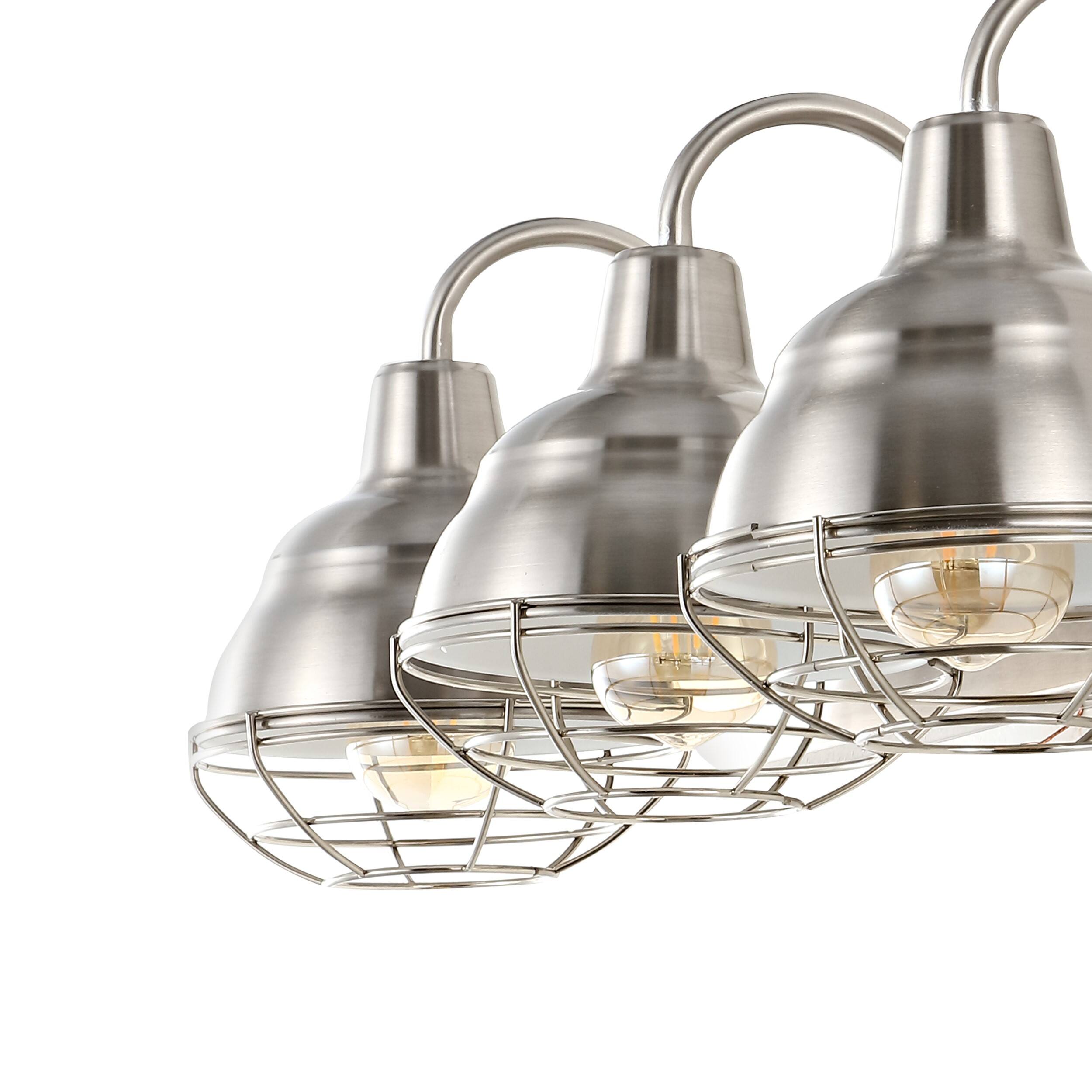 Alt View 4. Jonathan Y - Levi 24.5" 3-Light Industrial Farmhouse Iron LED Vanity, Nickel - Nickel.