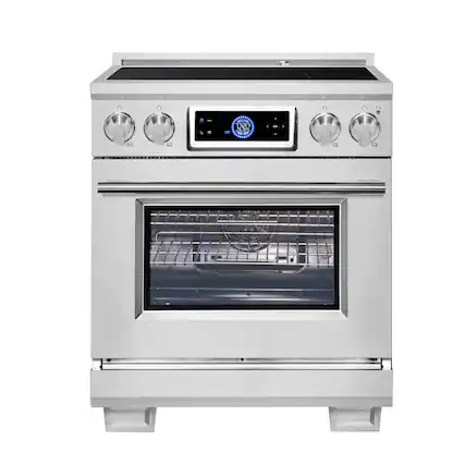 Front. Forno Appliances - Maximus 4.32 Cu. Ft. Freestanding Electric Induction Range with Air Fryer - Stainless Steel.