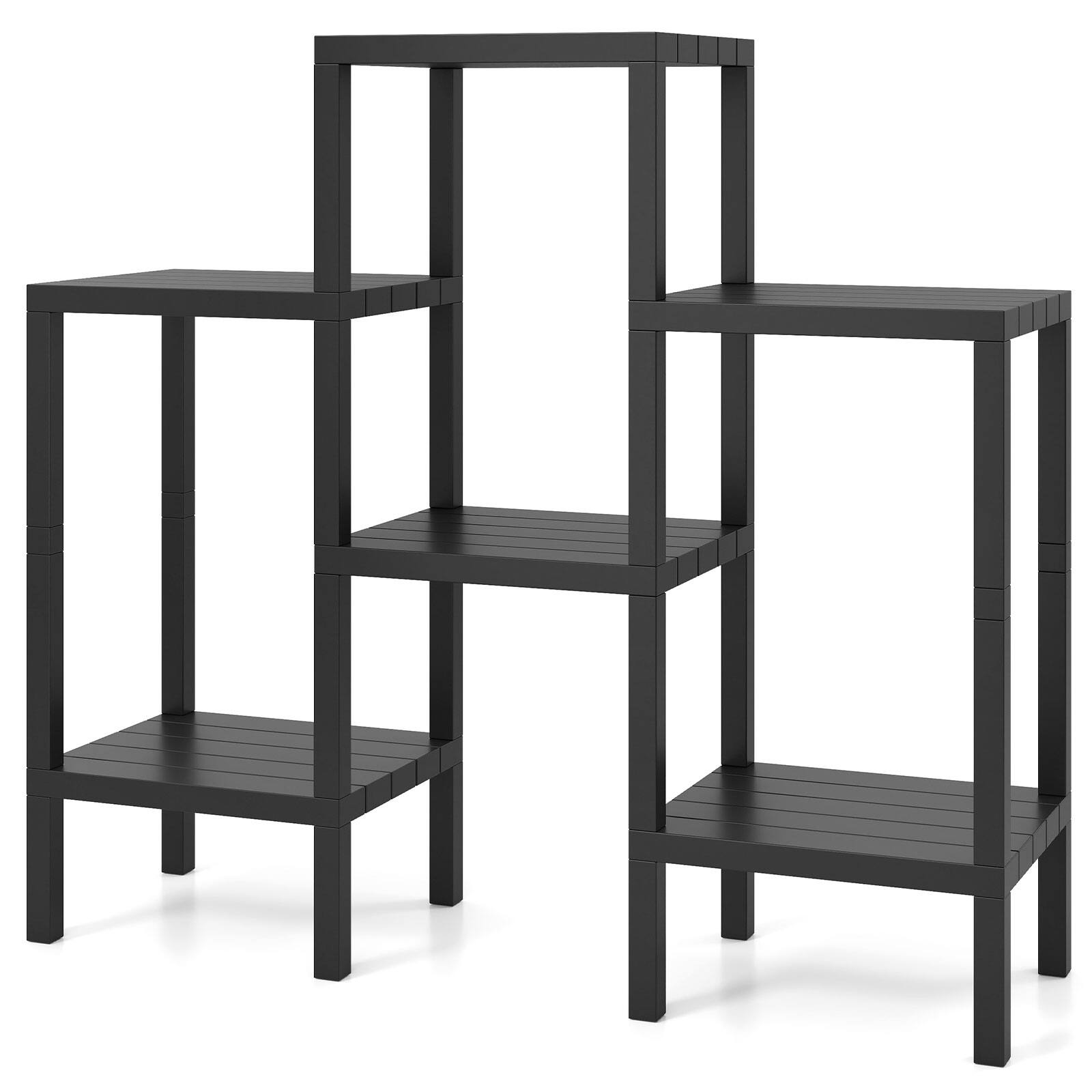 Alt View 9. Gymax - Gymax 6-Tier Plastic Modular Storage Shelves Open Display Utility Shelving Unit Black - Black.