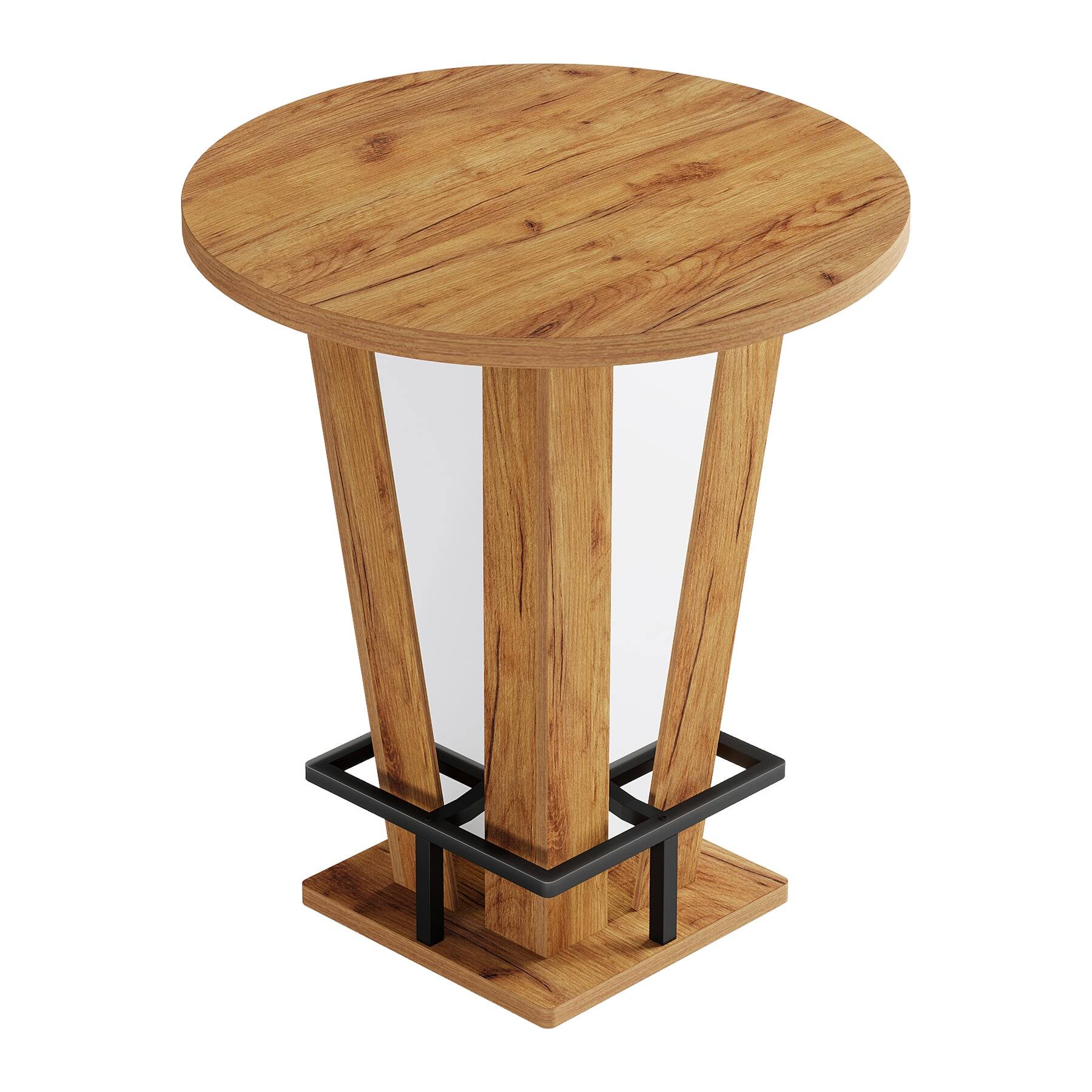 Left. Kadyn - Kadyn Wooden Round Bar Table, High Top Pub Dining Set, Ideal for Home Bar, Kitchen, Living Room, Brown - Brown.