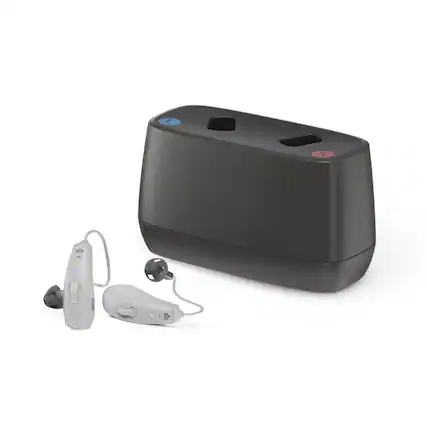 Front. Jabra - Enhance Select 50R Rechargeable Hearing Aids - With Remote Professional Care and Bluetooth Streaming - Gray.