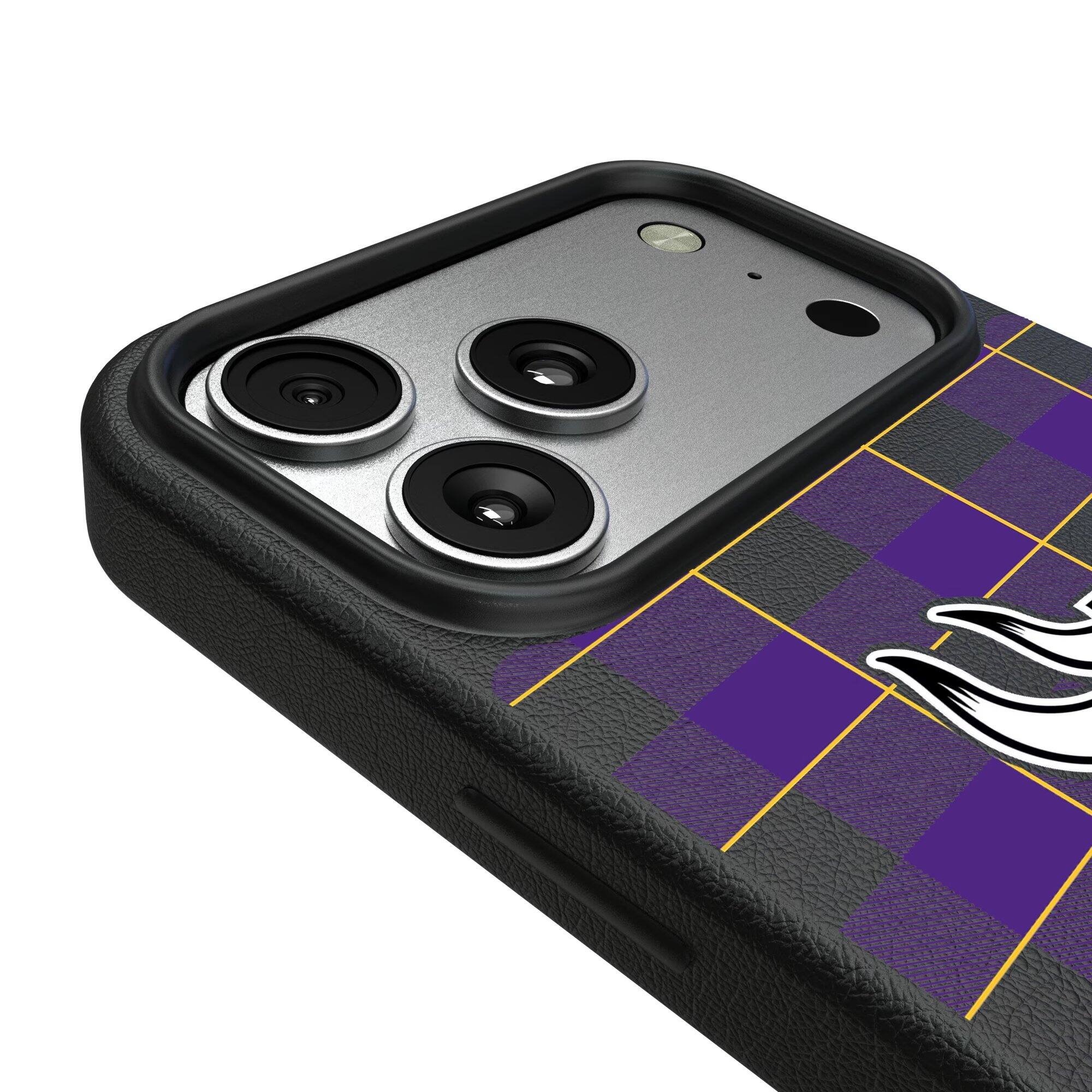 Alt View 2. Keyscaper - Minnesota Vikings Plaid Magnetic Bump iPhone Case - 17 - Black.