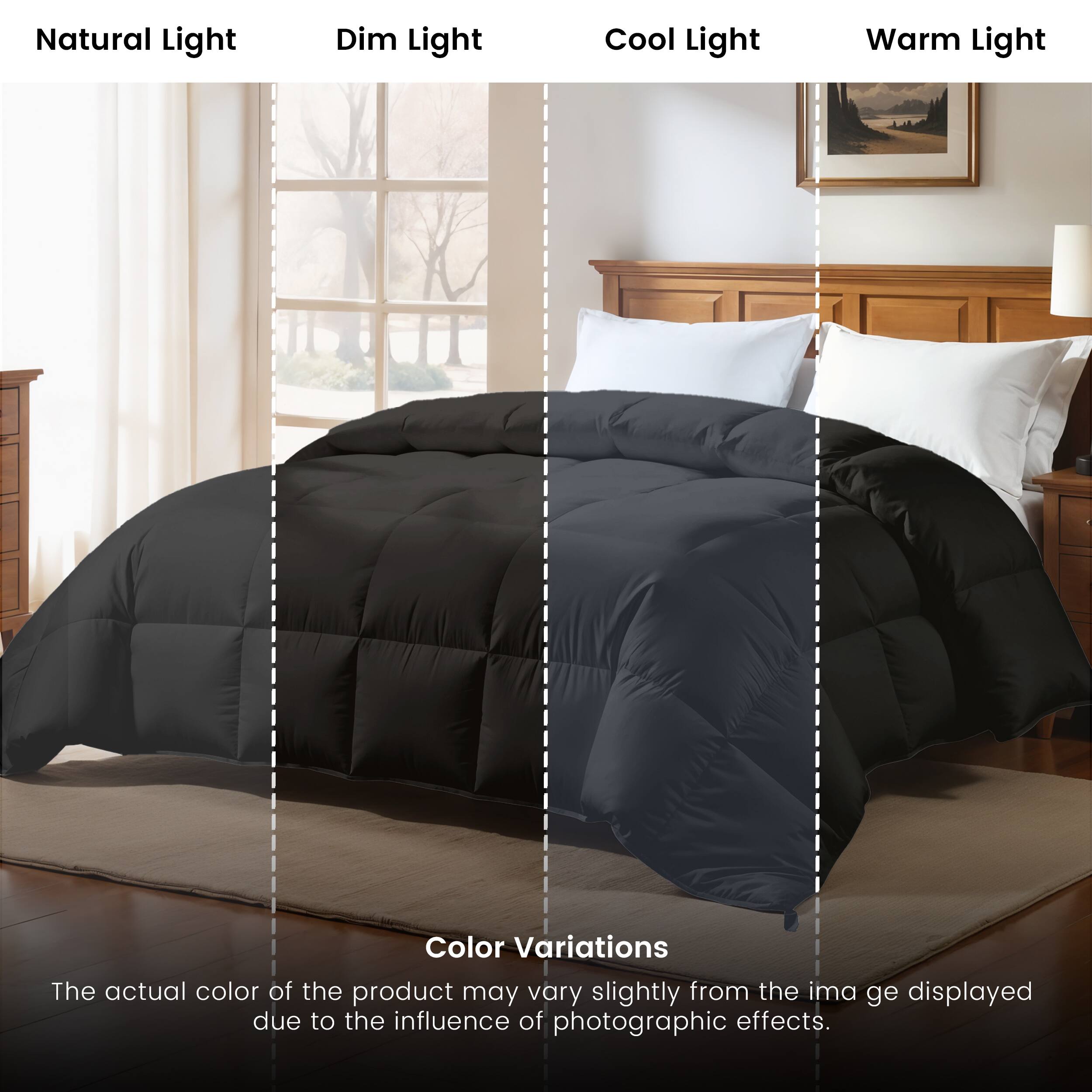 Natural Light, Dim Light, Cool Light, Warm Light, Color Variations, The actual color of the product may vary slightly from the image displayed due to the influence of photographic effects.