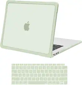 mosiso - Case for MacBook Air 13 inch Case M1 A2337 A2179 A1932 2021-2018, Crack Resistant Cover with TPU Bumper & Keyboard Cover - Sage Green