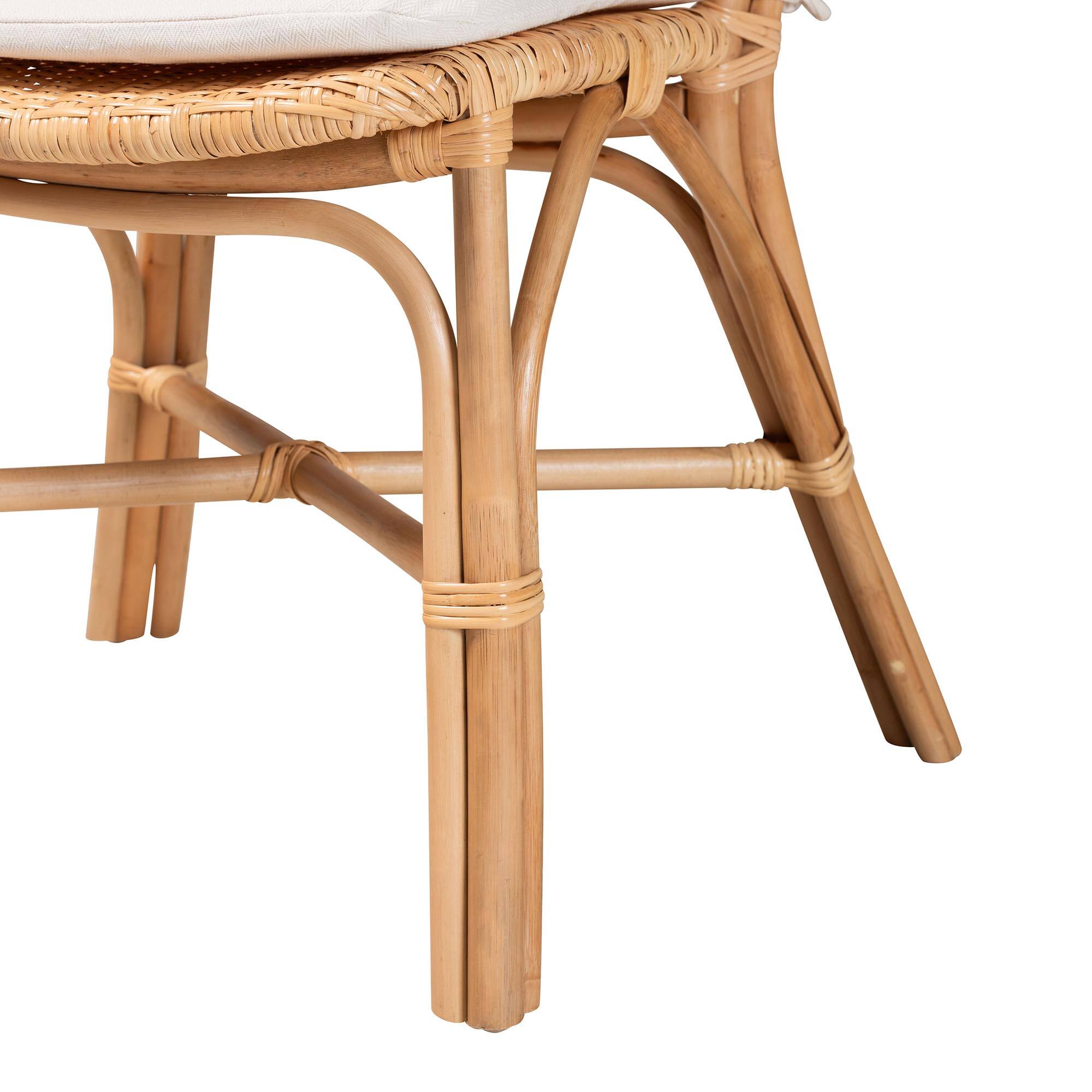 Alt View 2. bali & pari - Nadira Modern Bohemian Finished Rattan Dining Chair - Natural Brown.