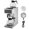 Front. VEVOR - Commercial Drip Coffee Maker, 12 Cups Coffee-Maker Machine with 2 Glass Carafes and 2 Decanter Warmer Plates - Silver;Black.