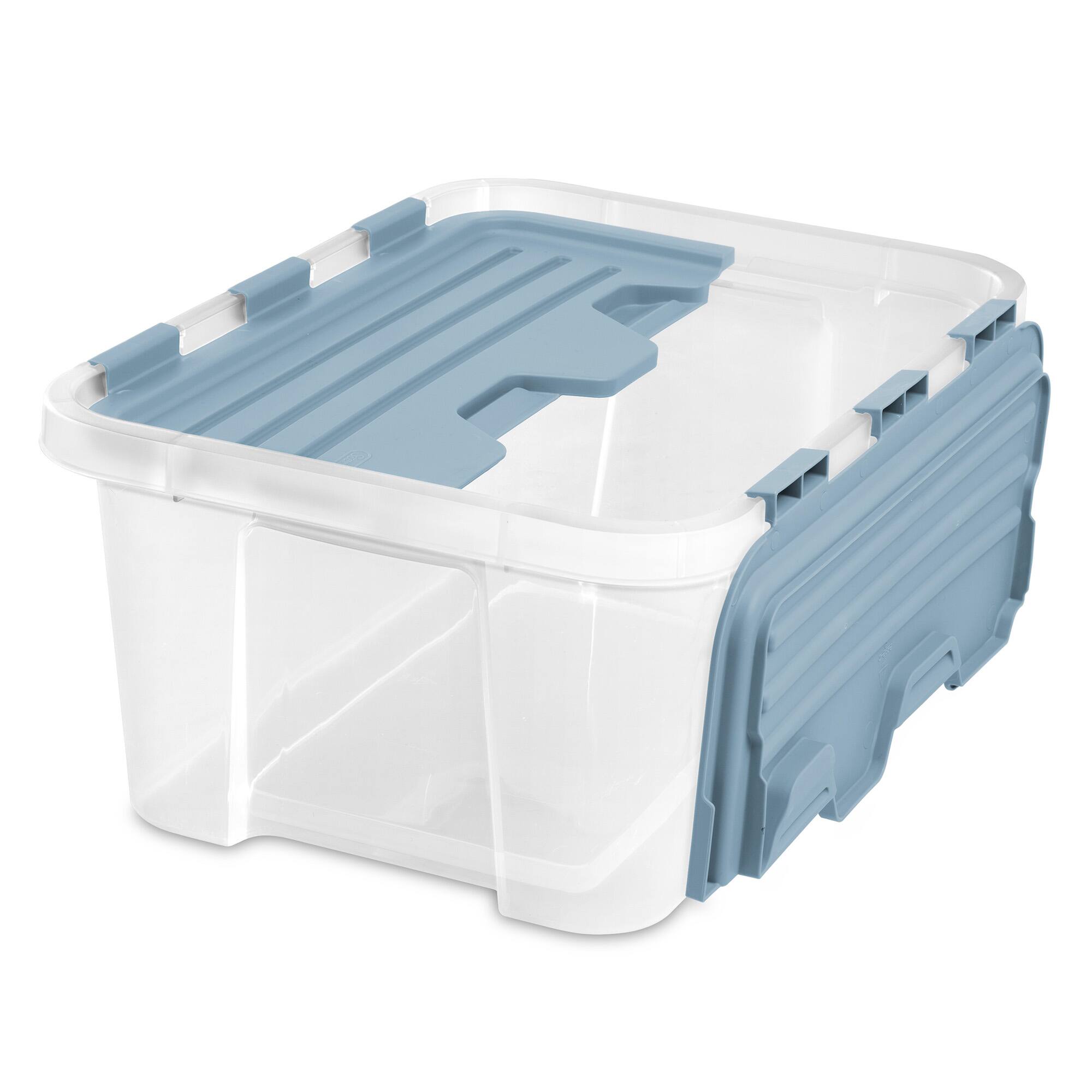 Alt View 6. Sterilite - Sterilite 20 Qt Hinged Lid Storage Box, Plastic Container, Washed Blue, 6 Pack.