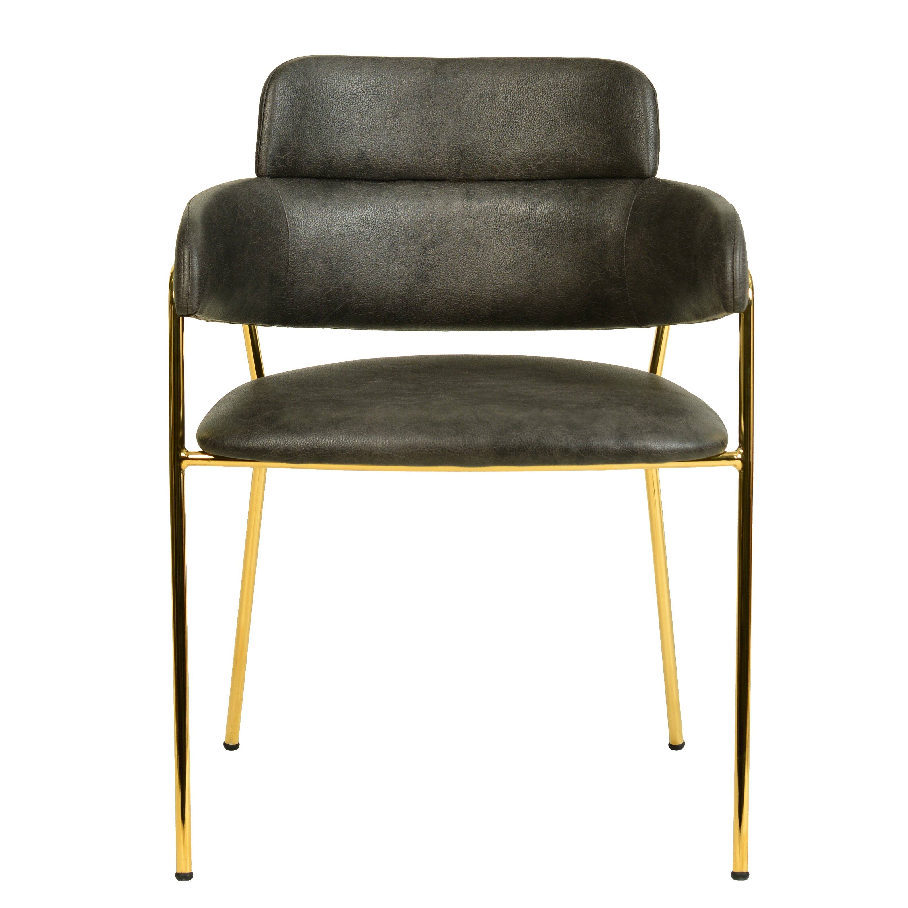 Alt View 2. LeisureMod - Axis 2-PCS Contemporary Leather Dining Side Chair with Ergonomic Curved Backrest - Charcoal.