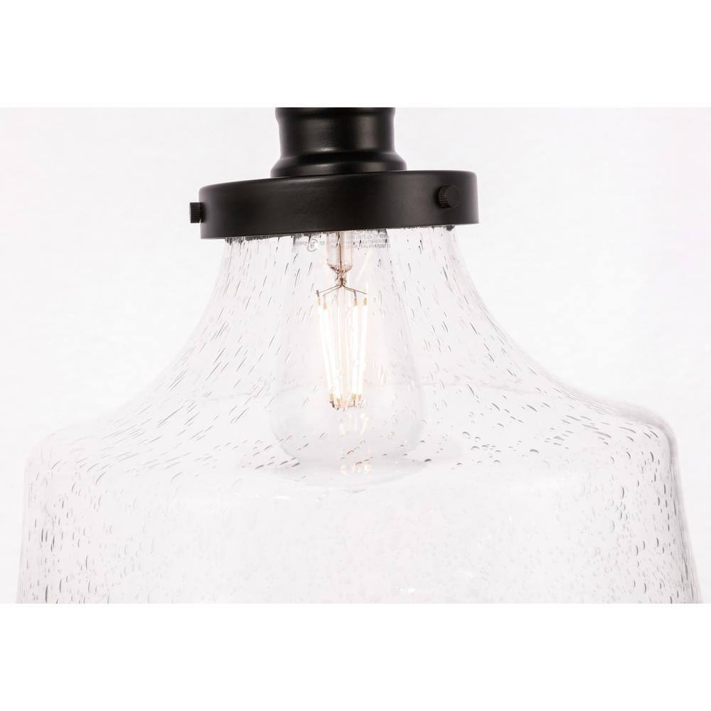 Back. Living District - Lyle 1 light Black and Clear seeded glass Flush mount - Black And Clear Seeded Glass.