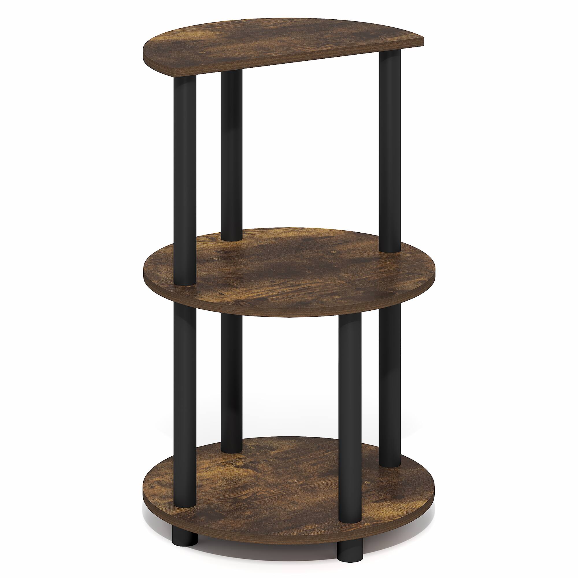 Alt View 5. Furinno - TURN-N-TUBE Side Table, Round End Table, Half Round Table Top Night Stand, Toolless Nightstand, Bedside Table,Open Shelf - Amber Pine/Black.