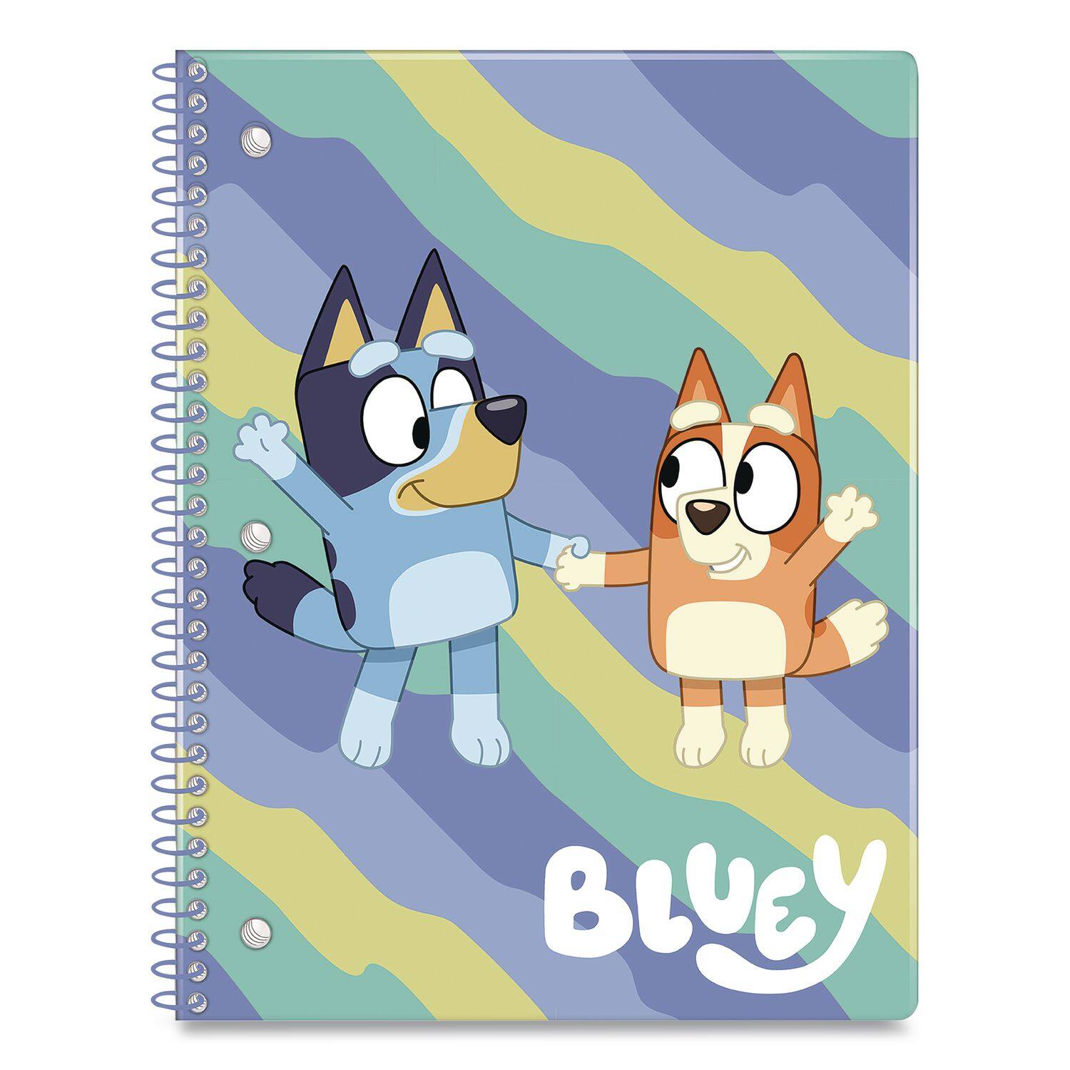 Left. Innovative Designs - Licensed Spiral Notebook Bluey and Bingo 1 Subject Wide/Legal Rule Multicolor Cover 10.5 x 8 Sheets.