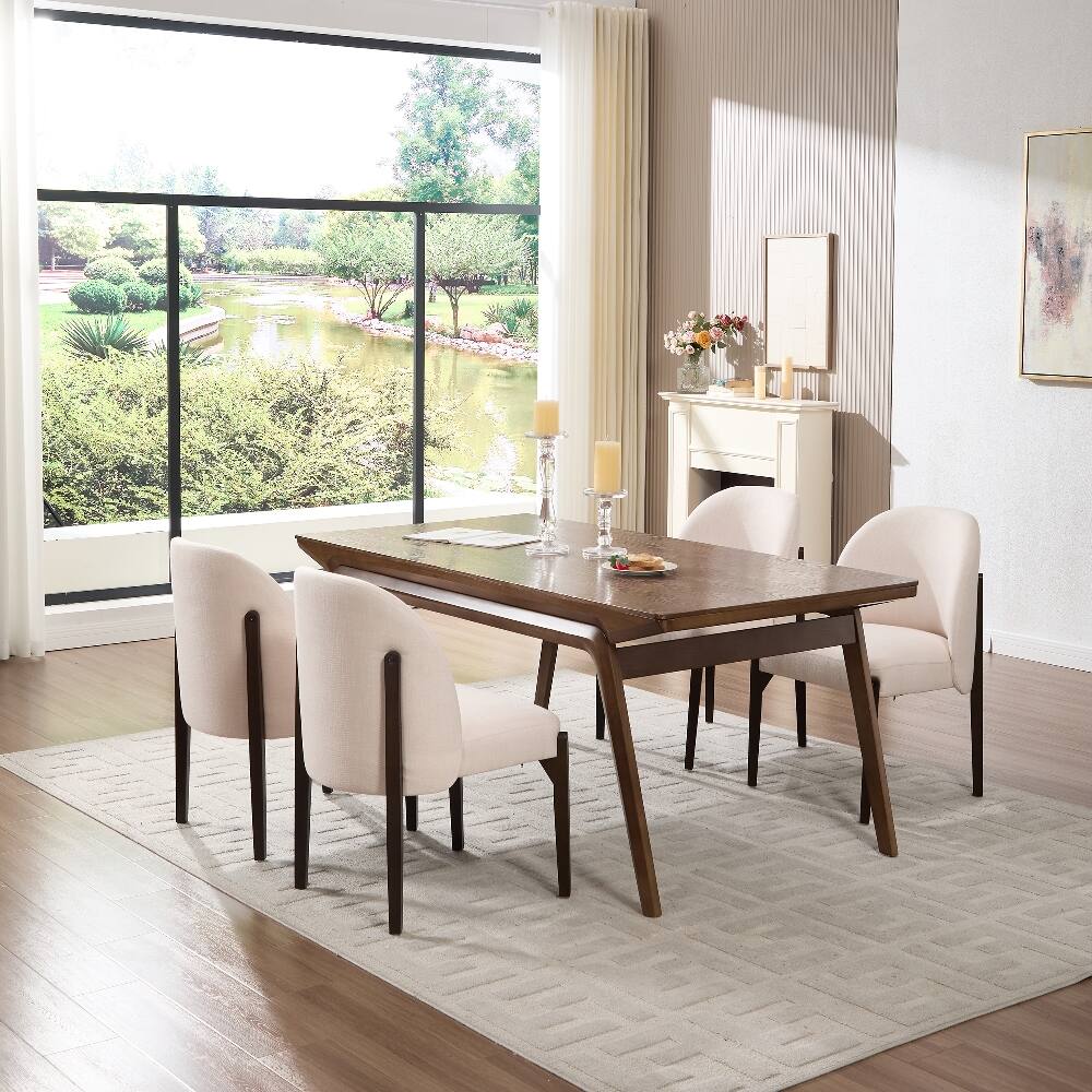 Alt View 8. Loheer - Loheer Wooden Dining Chairs Set of 2 Modern Fabric Upholstered Kitchen Farmhouse Dinner Room Chairs Beige - Beige.