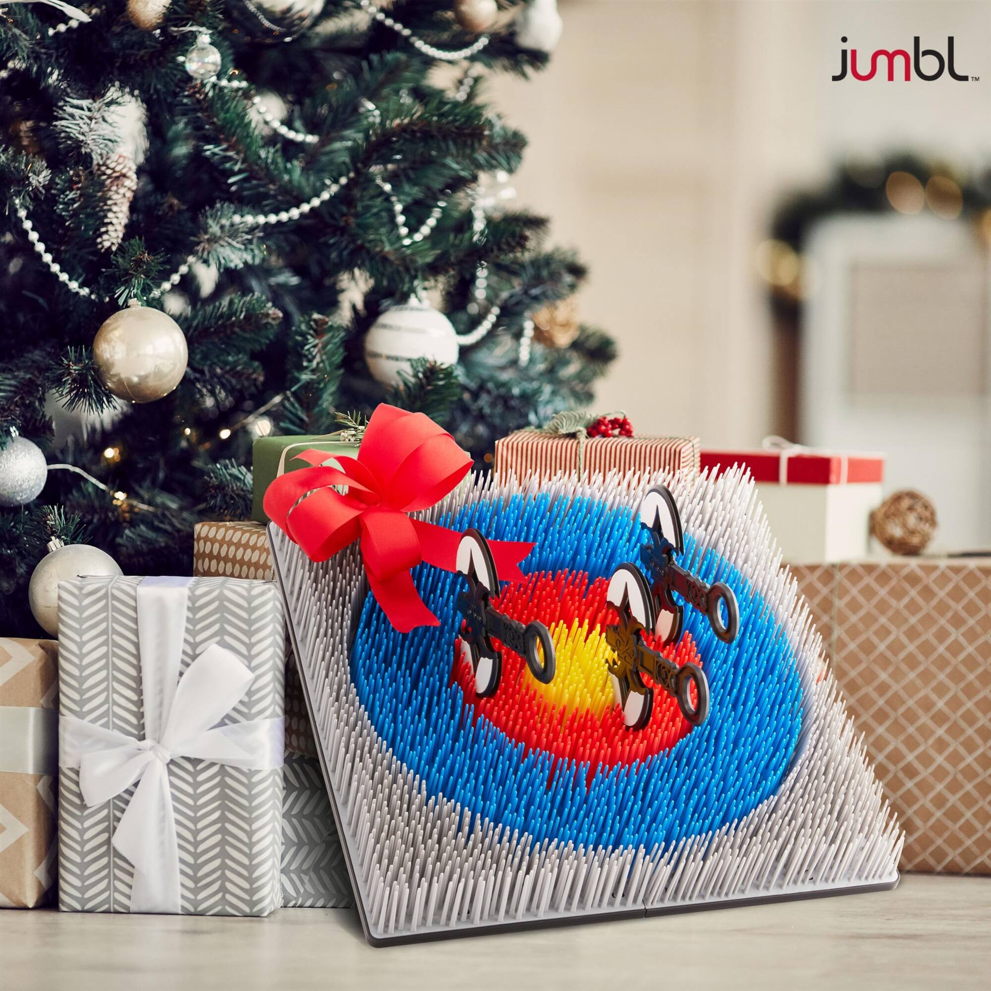 Alt View 1. Jumbl - Wall-Mounted Axe Throwing Game, Indoor Foam Axe Set with Bristle Target & Mount Kit - Multi-color.