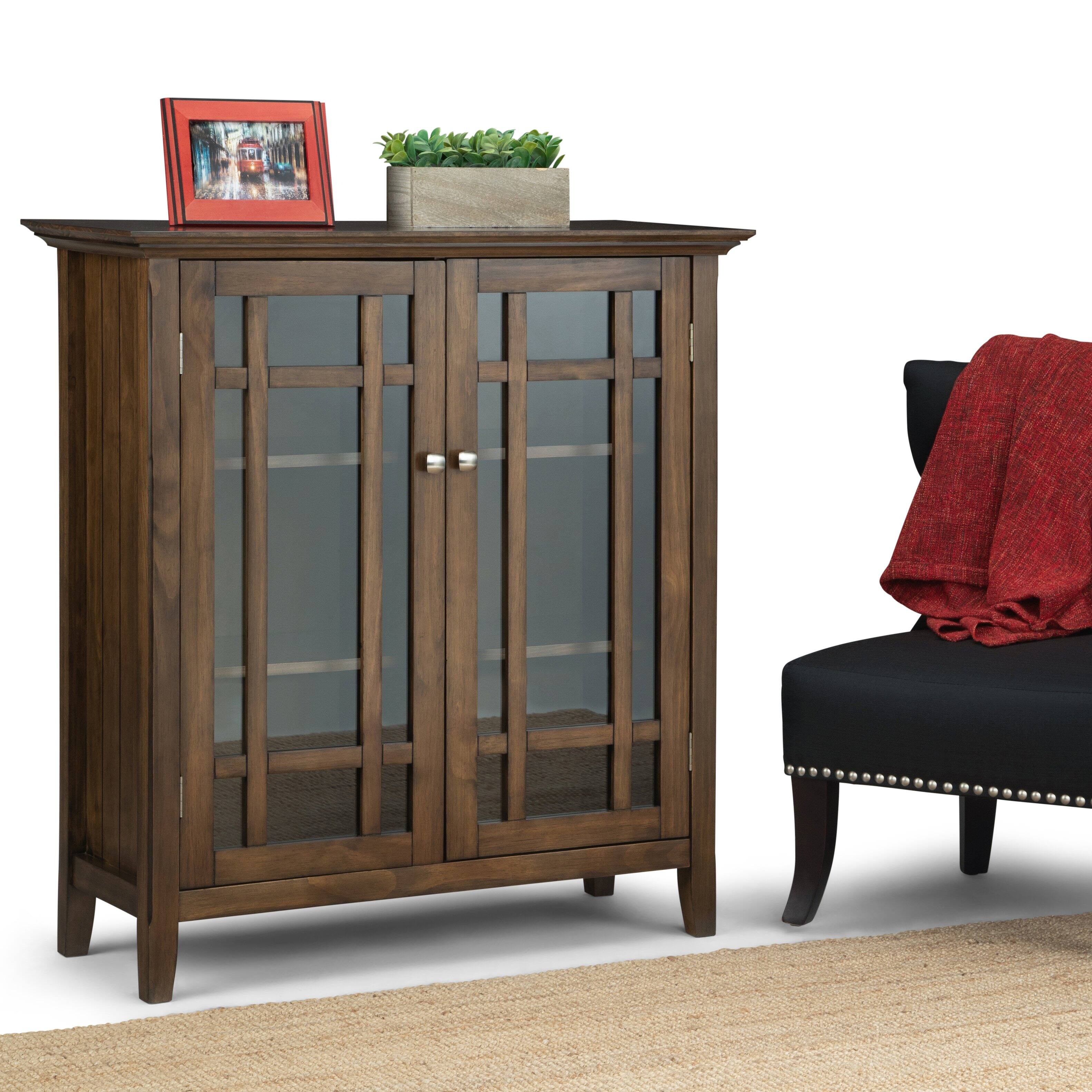 Left. Simpli Home - Bedford Solid Wood 39 inch Wide Transitional Medium Storage Cabinet - Rustic Natural Aged Brown.