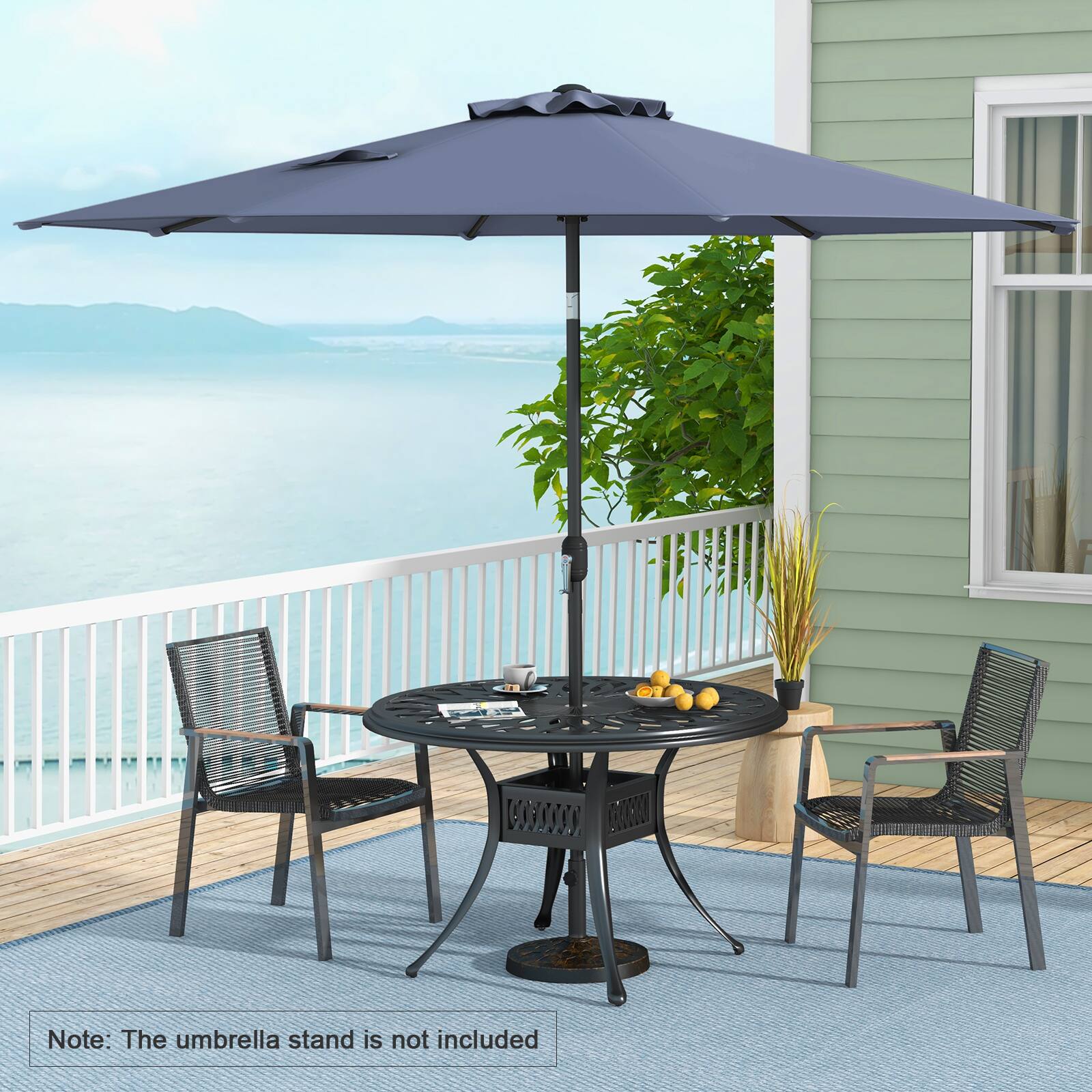 Note: The umbrella stand is not included