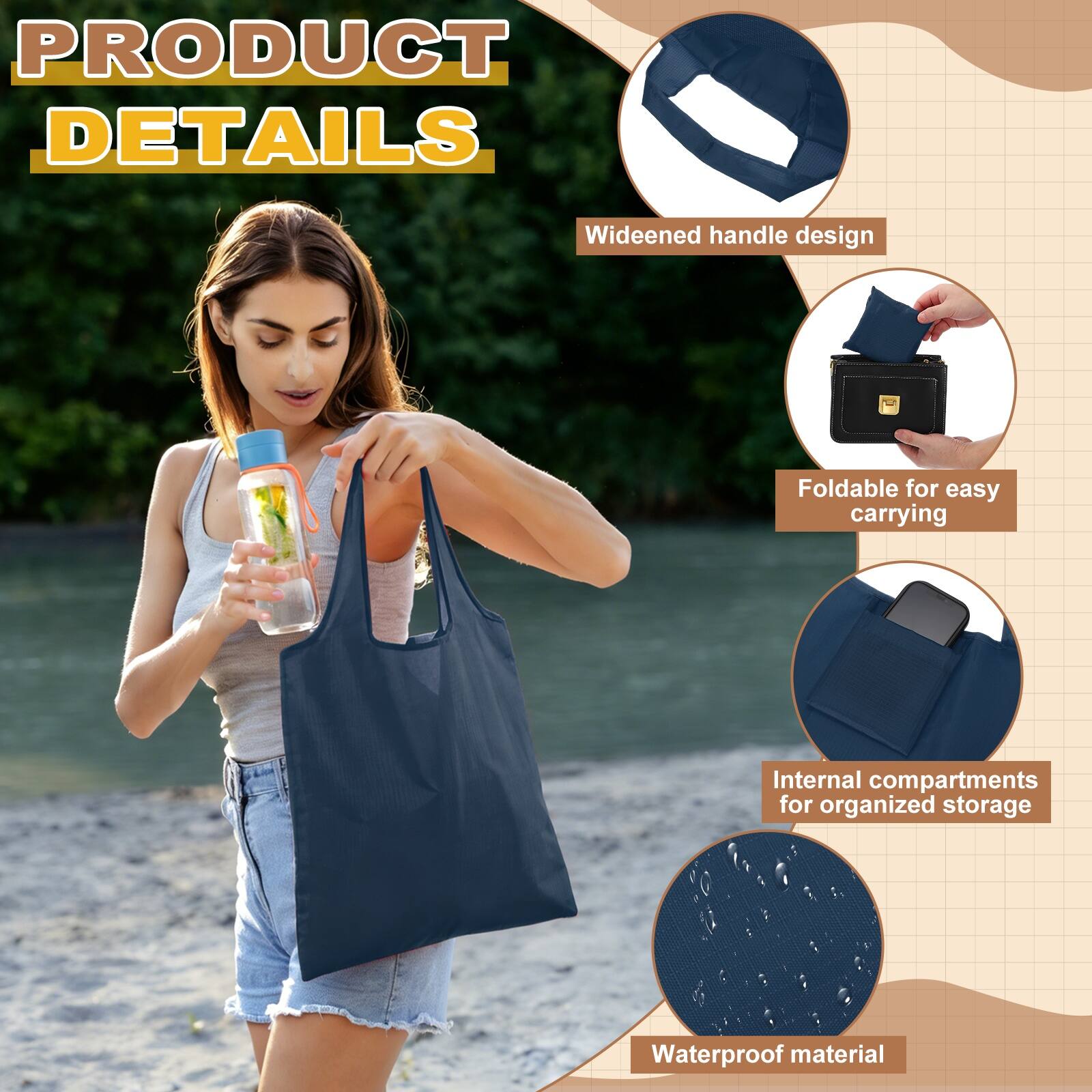 PRODUCT DETAILS

- Wideened handle design
- Foldable for easy carrying
- Internal compartments for organized storage
- Waterproof material