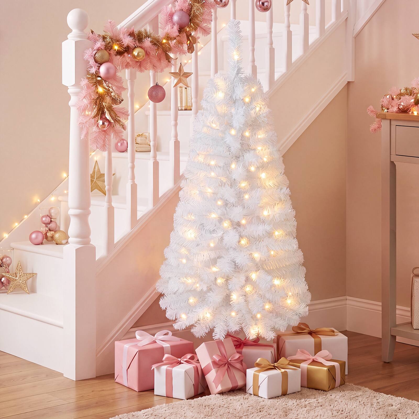Alt View 4. Gymax - Gymax 4FT Pre-Lit Christmas Tree w/ 110 Branch Tips White - White.