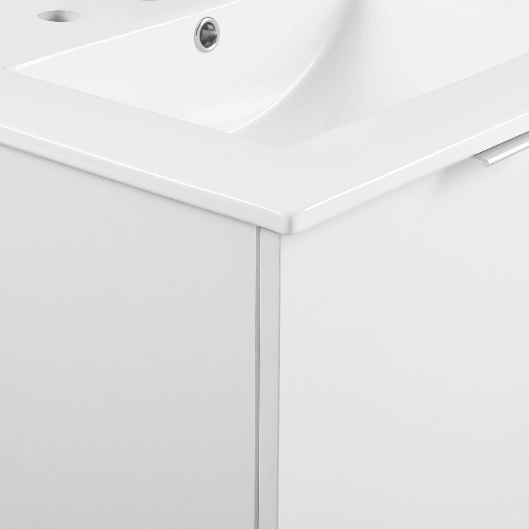 Alt View 6. Modway - Maybelle Wall-Mount Bathroom Vanity Basin Included - White White.