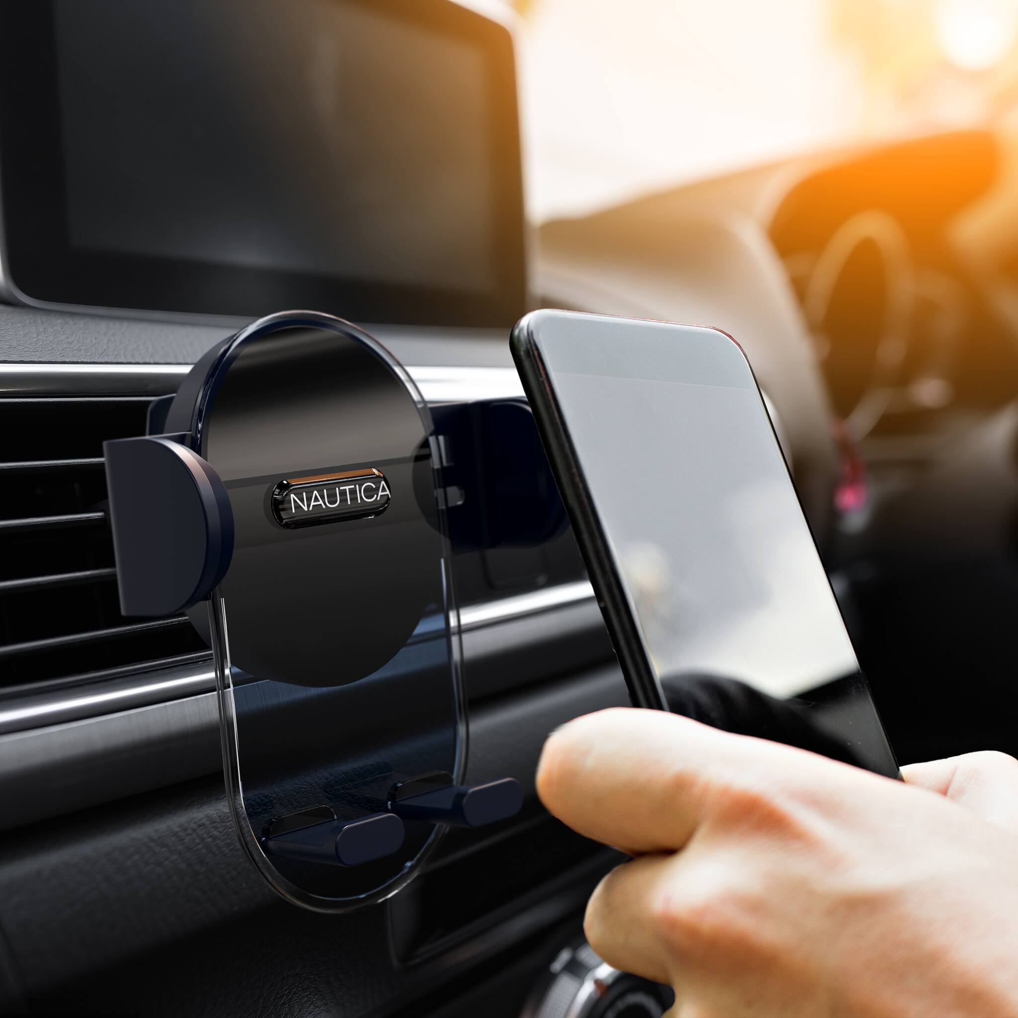 Back. Nautica - Urban PH 200 Universal 3-In-1 Car Phone Holder, Clip-On & Phone Mount with 360° Rotation, Secure & Steady Grip - Navy.