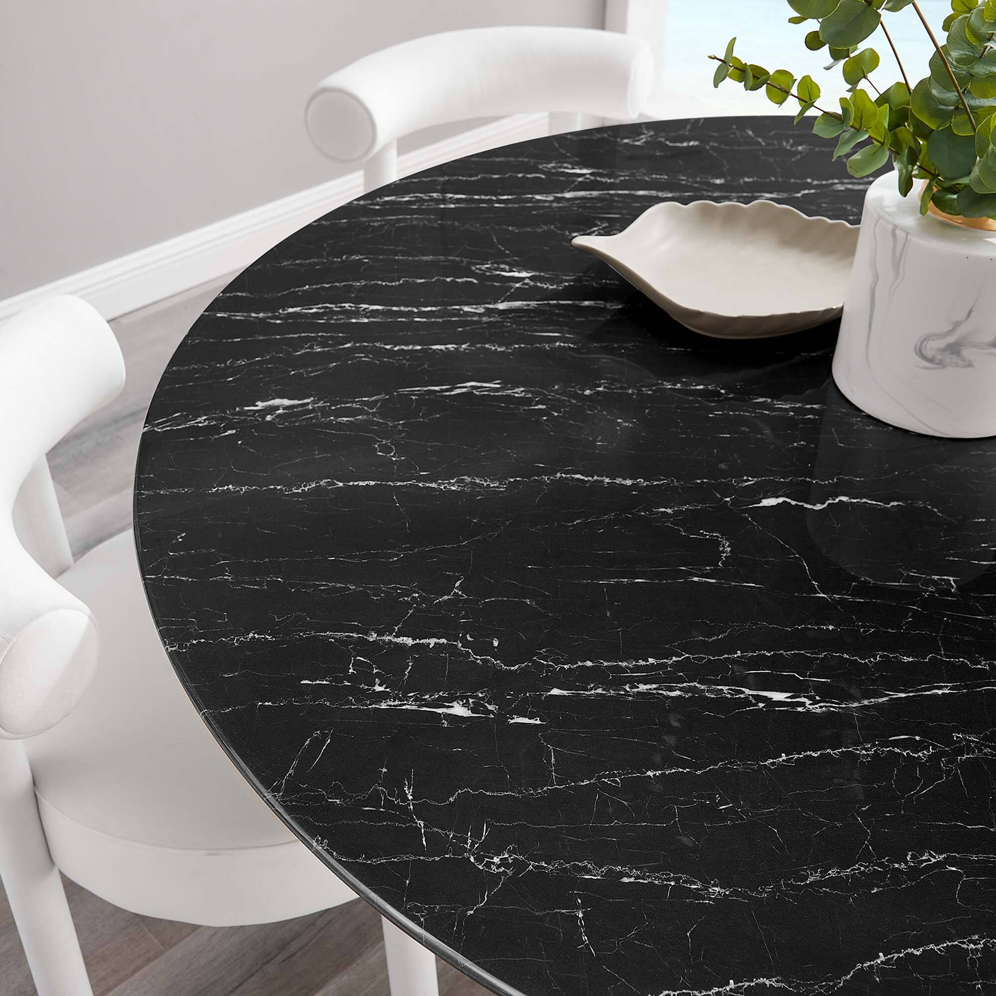 Alt View 6. Modway - Lippa 60" Round Faux Marble Dining Table by Modway - Gold Black.