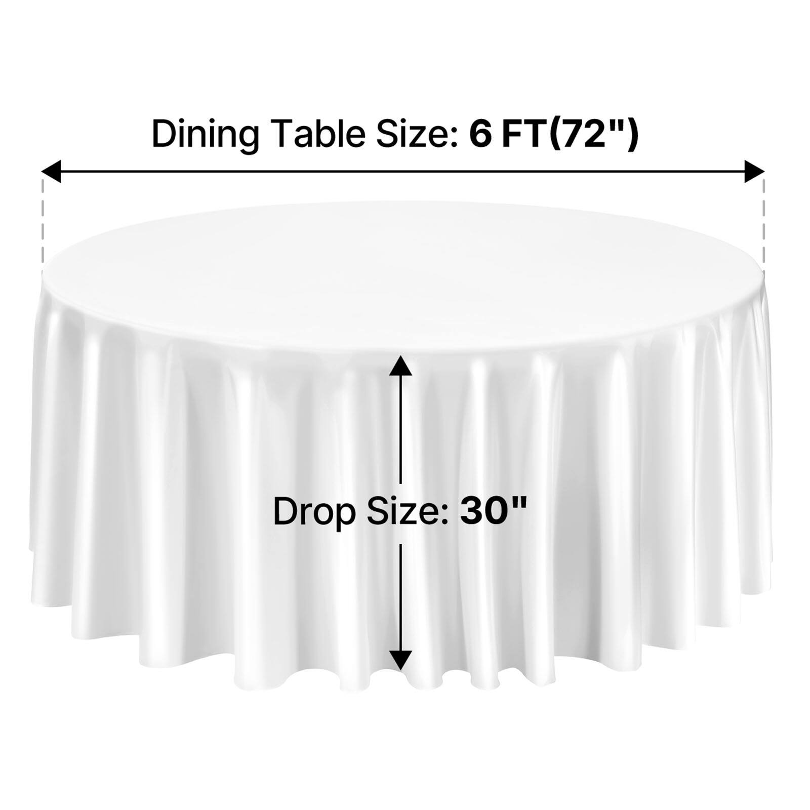 Dining Table Size: 6 FT(72")  
Drop Size: 30"