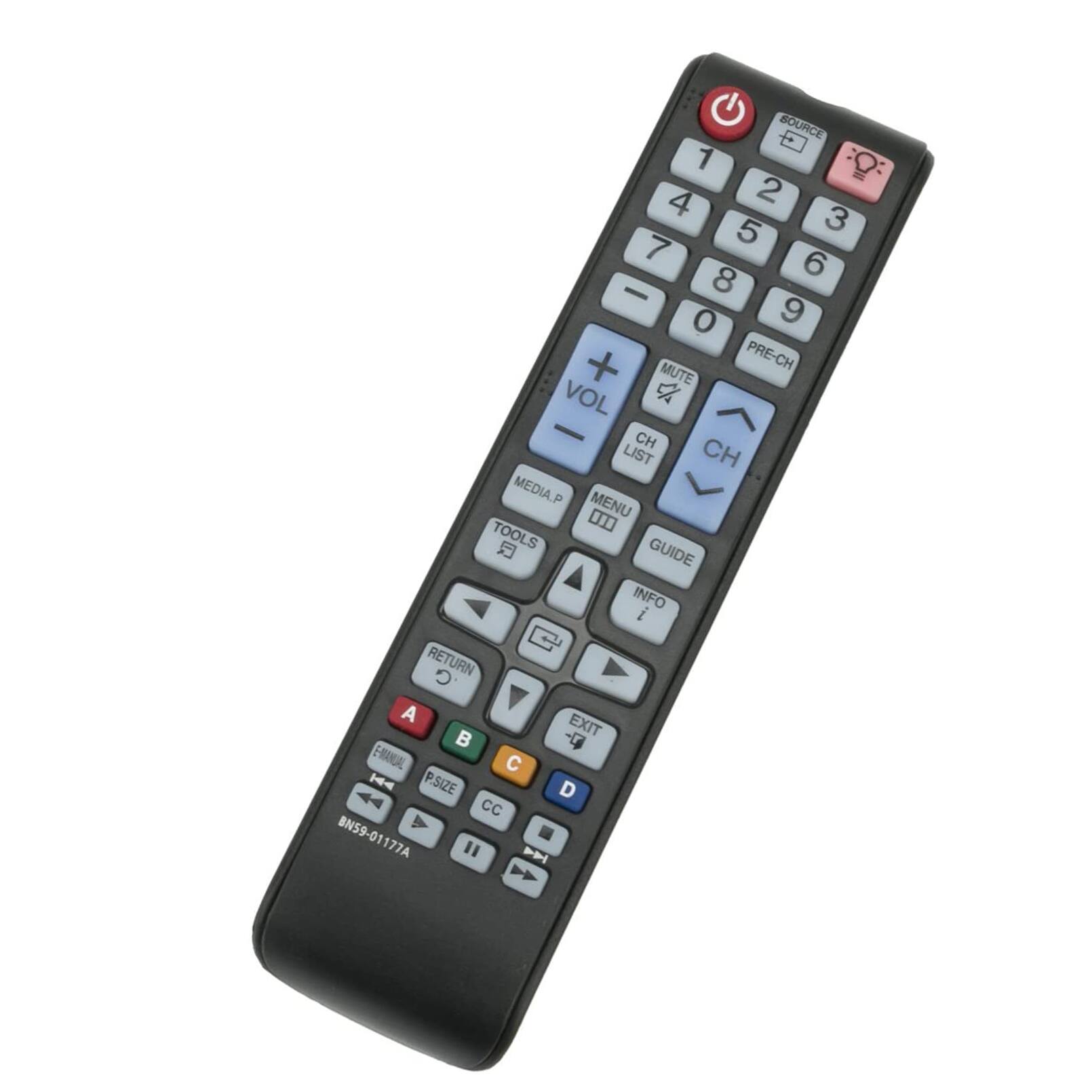 SOURCE 1 2 3 4 5 6 7 8 9 0 - PRE-CH MUTE VOL + CH LIST CH MEDIA.P MENU TOOLS GUIDE INFO RETURN EXIT A B C D E EXIT HIANAL H4 P.SIZE D Cc BN59-01177A